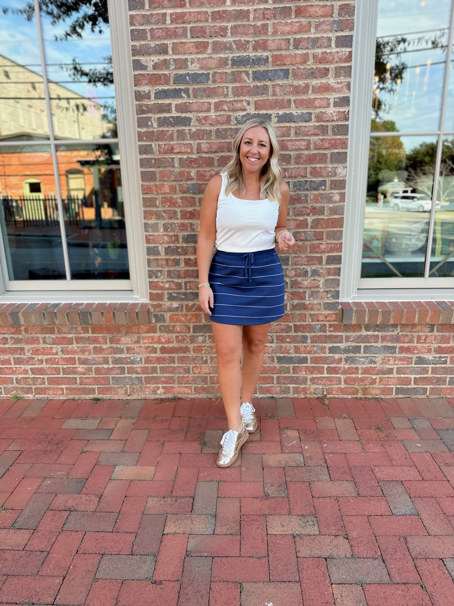 She Drives Away Modal Striped Drawstring Skirt