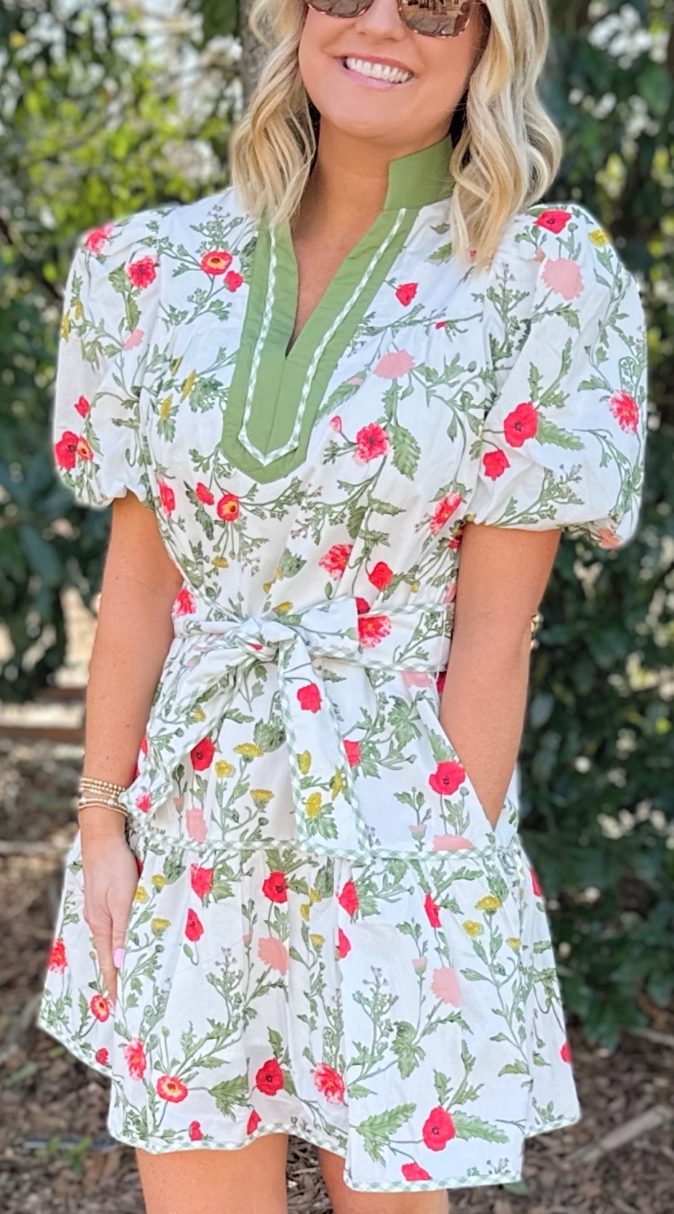 You Live In My Dreams Tie Waste Floral Mini Dress