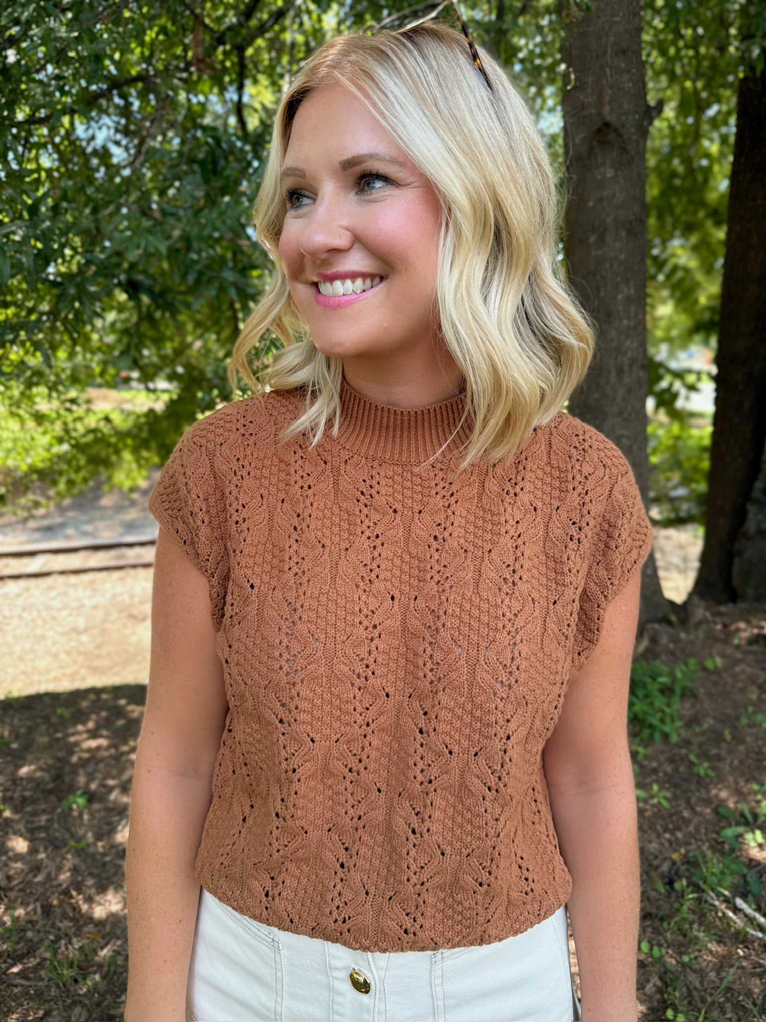 Southern Fall Cable Knit Mock Neck Sweater