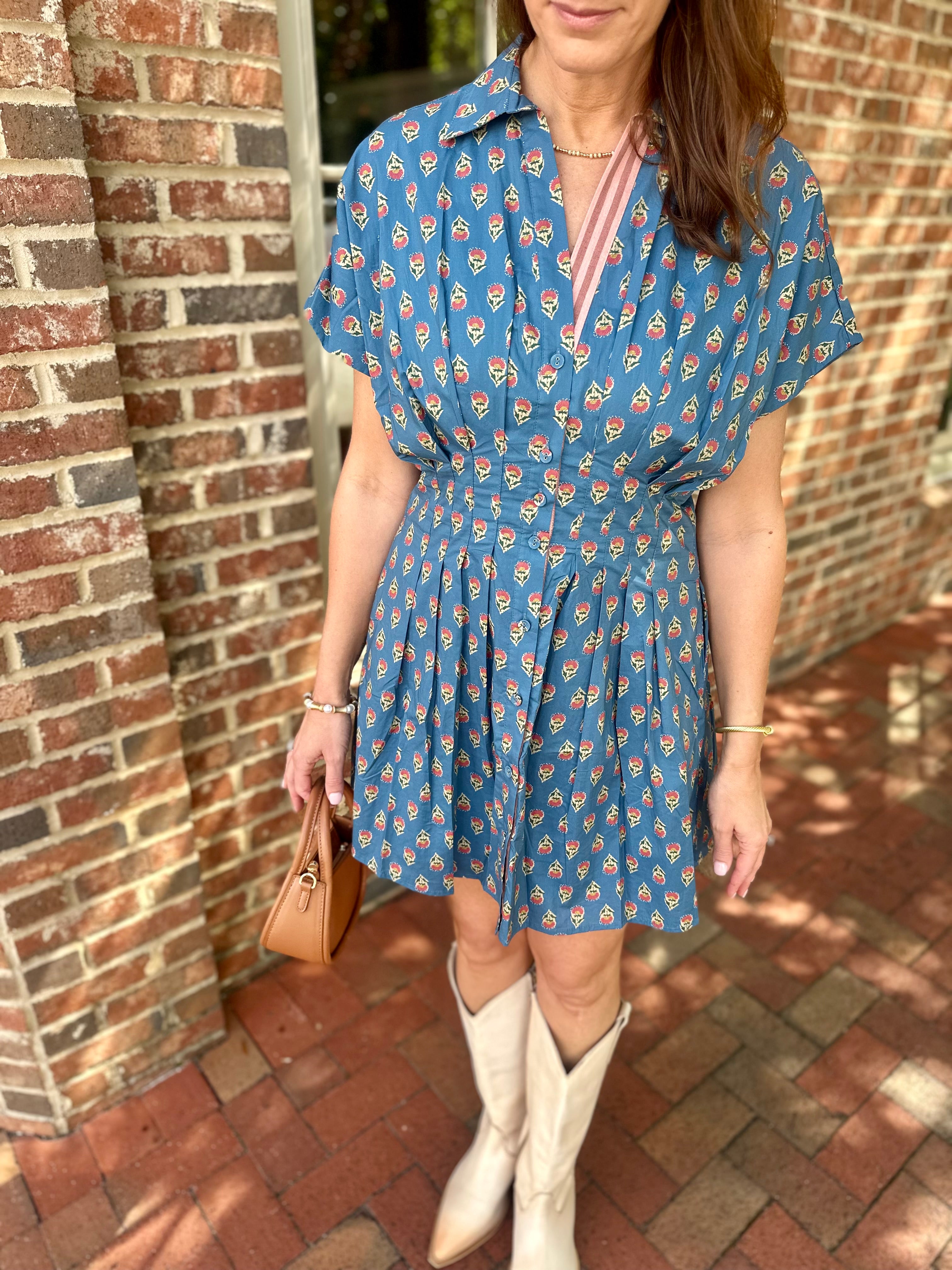 Ready For Fall Flower Pattern Short Dress