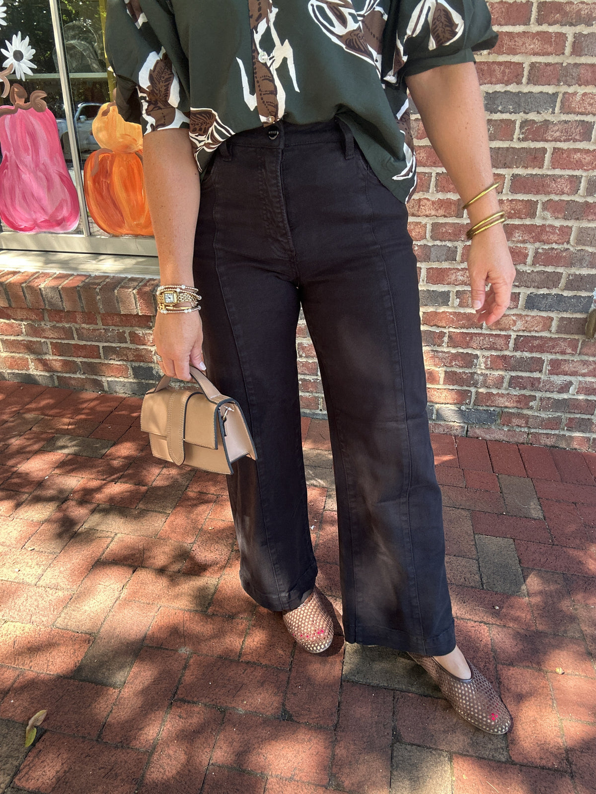 The Senoia High Rise Crop Wide Leg Black Jeans