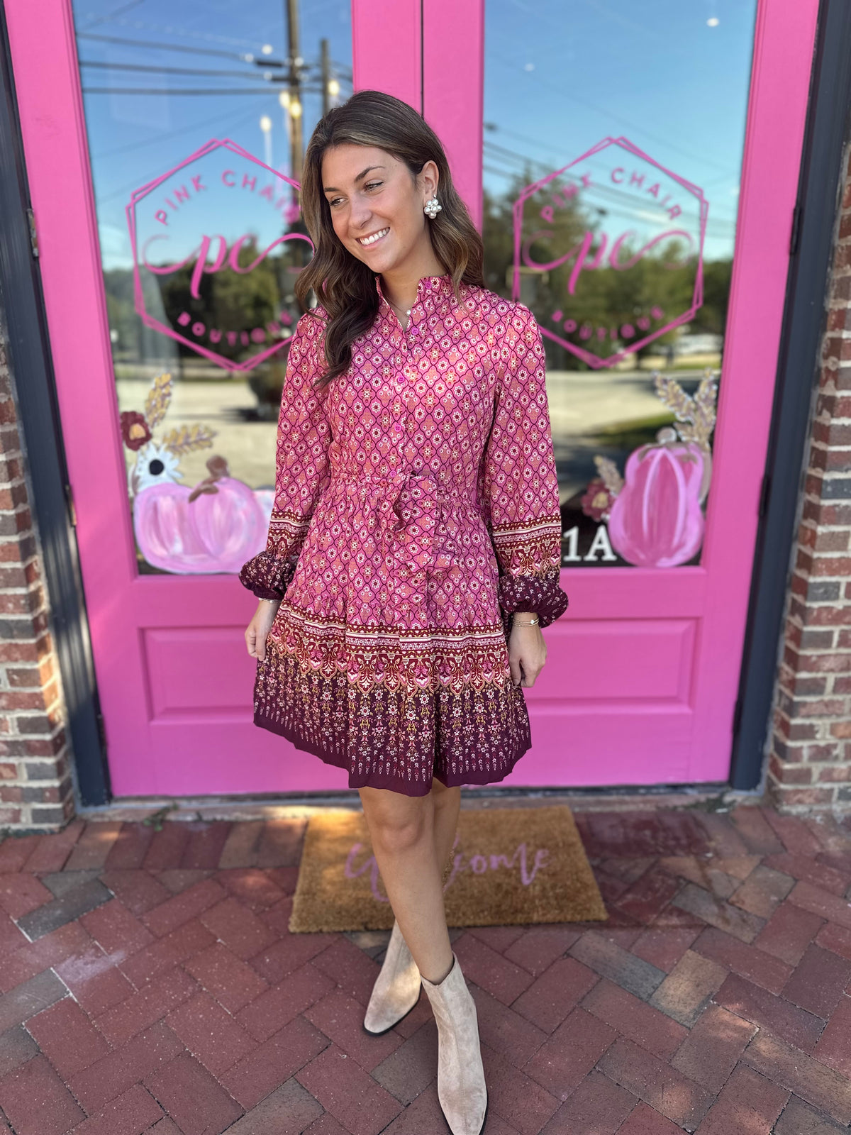 Pretty in Pink Floral Mini Dress with Tie Waist