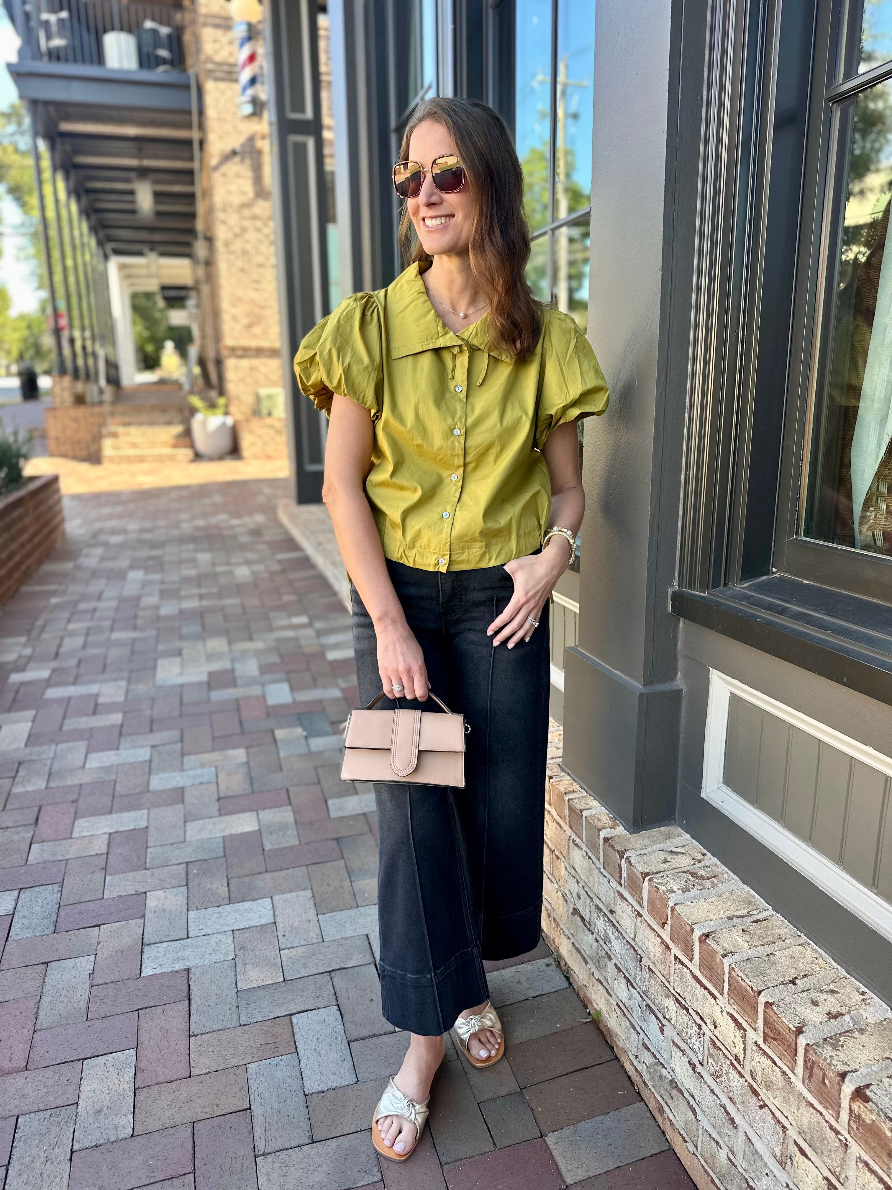 Worth Keeping Martini Olive Short Sleeve Blouse
