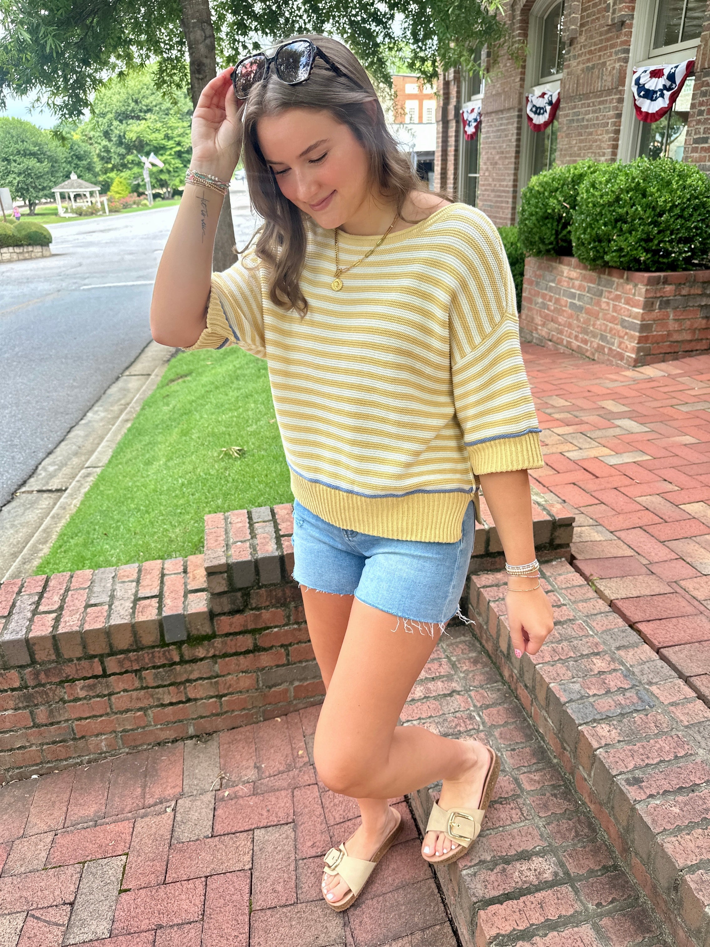 On My Way to You Striped Knit Top