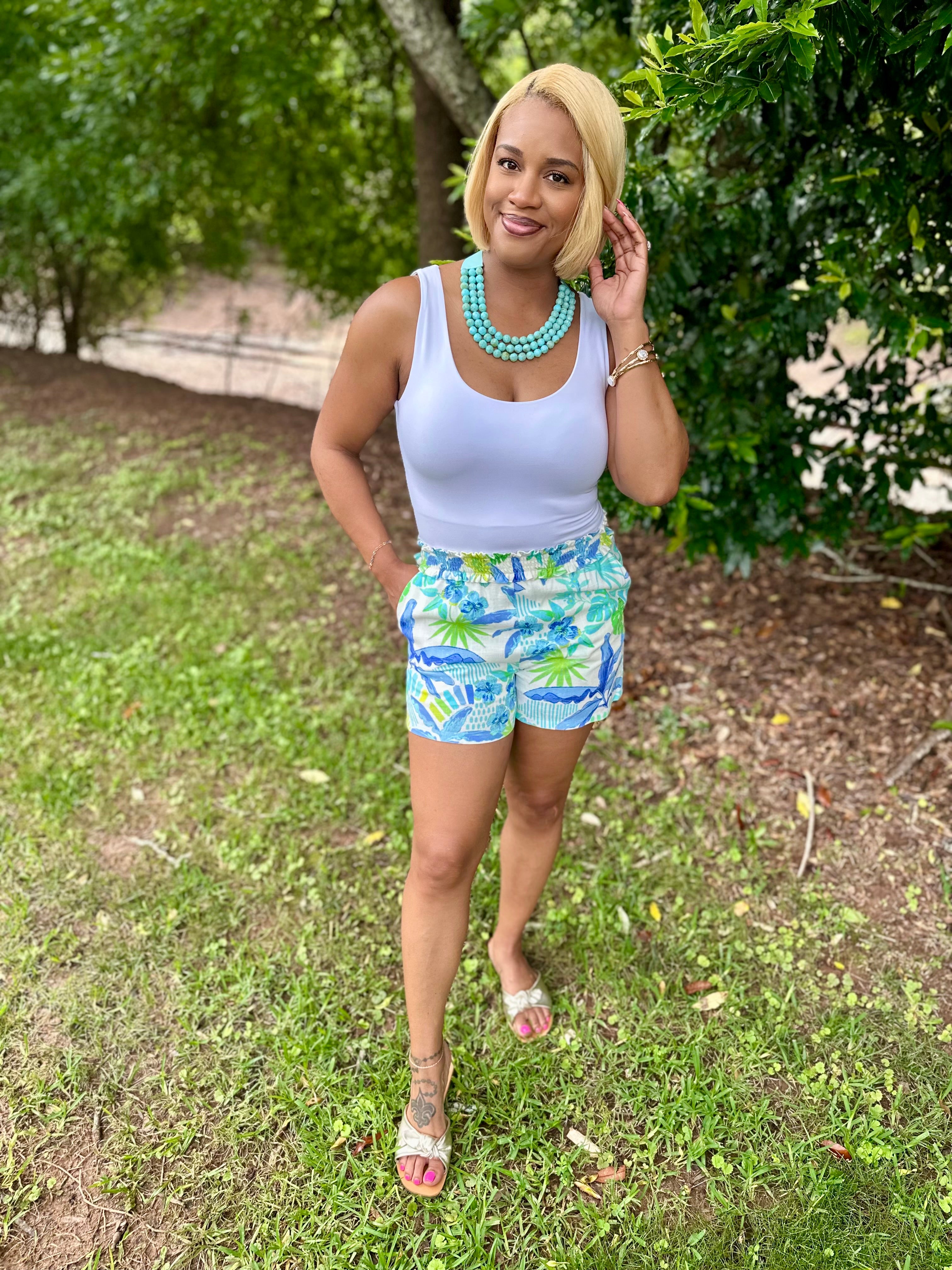 Wake Up in Paradise Elastic Waist Shorts