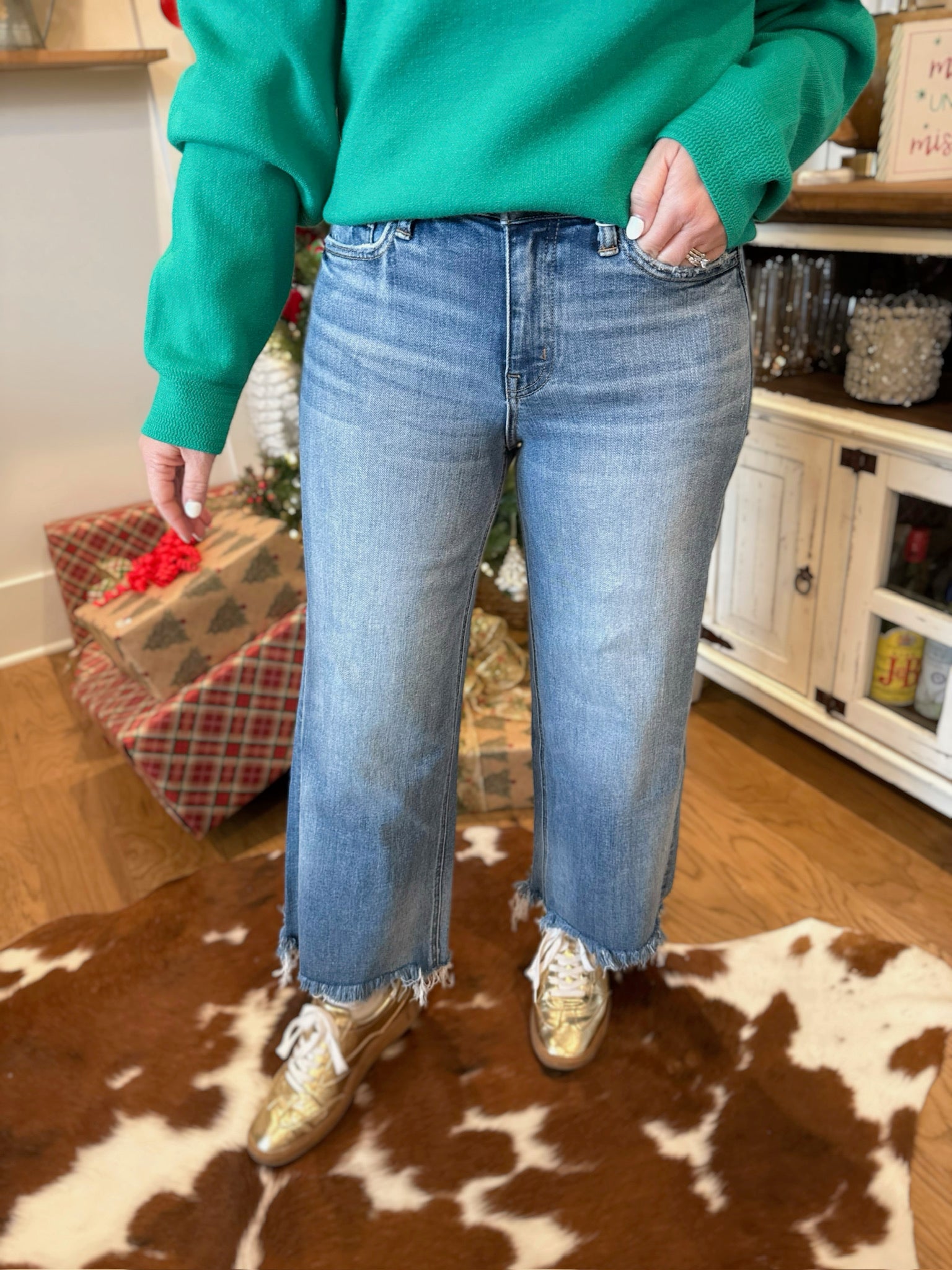 Sagacity High Rise Crop Wide Leg Jeans