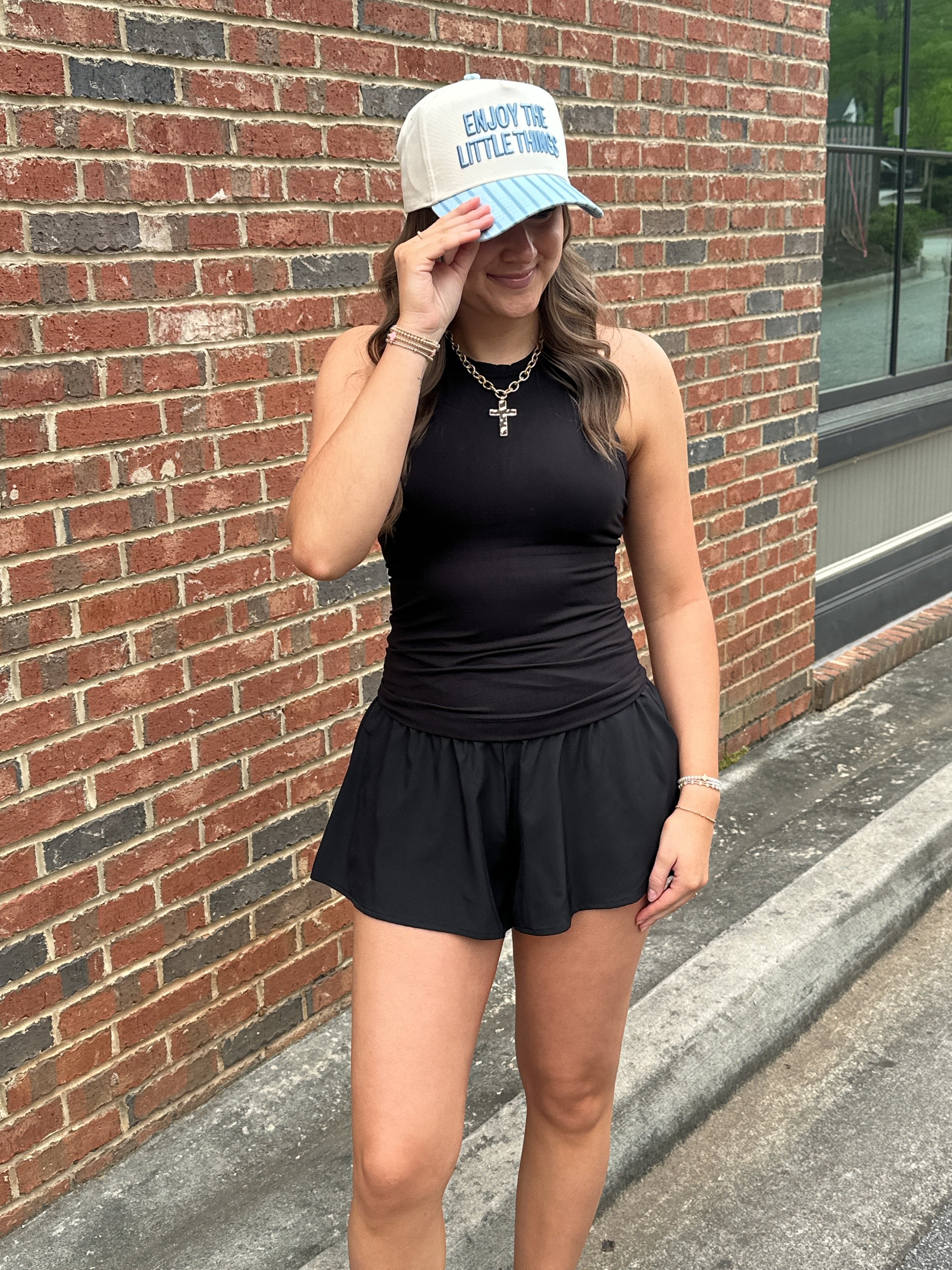 Rein Me In Butter Soft Sleeveless Racer Back Top in Black