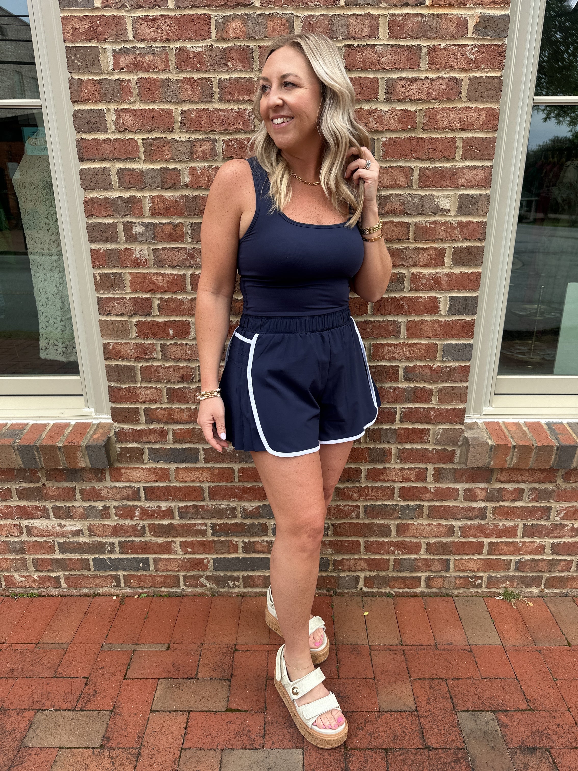 Just Go With It Active Romper in Navy