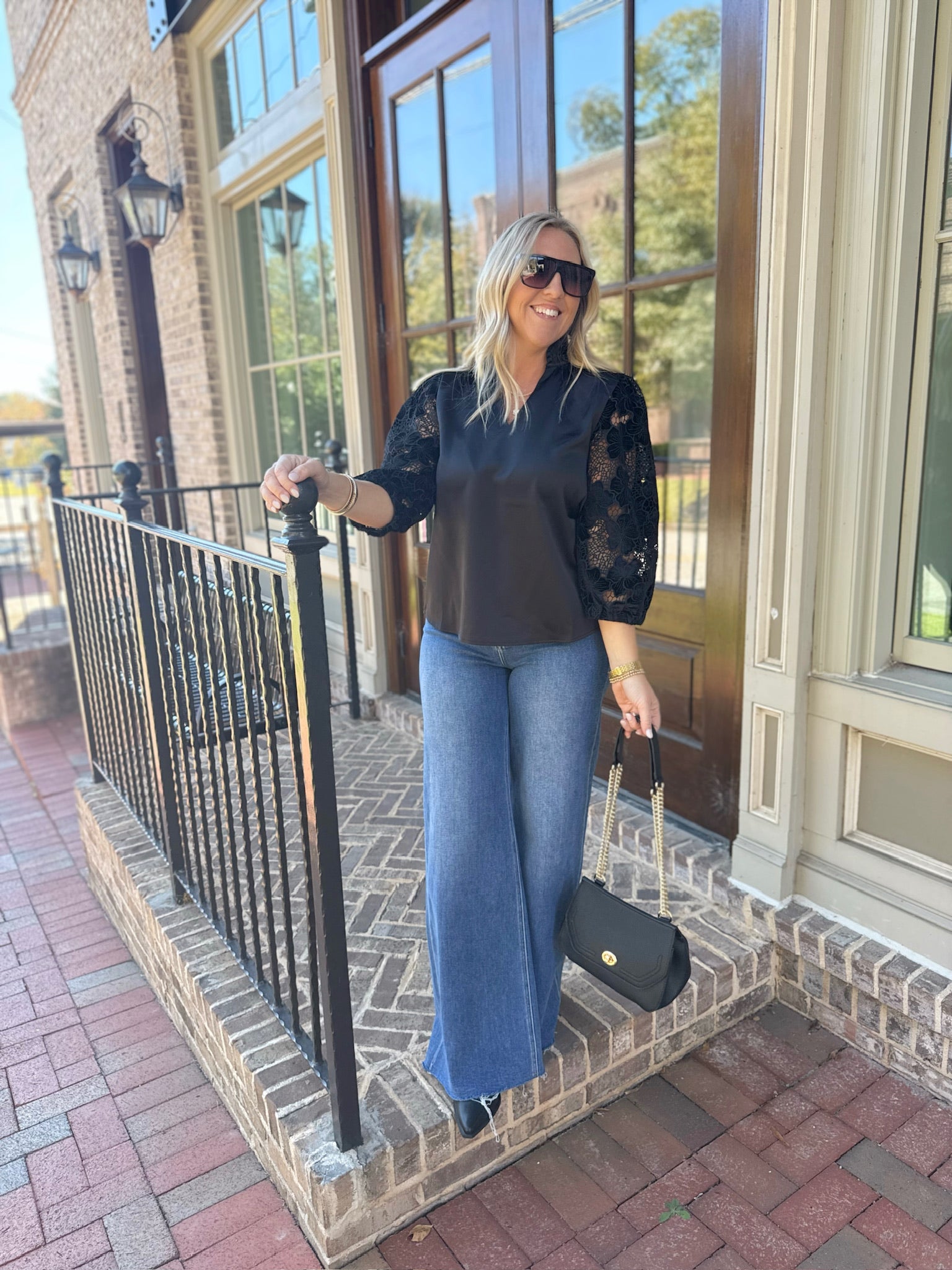 The Cameron Lace Long Sleeve Satin Top