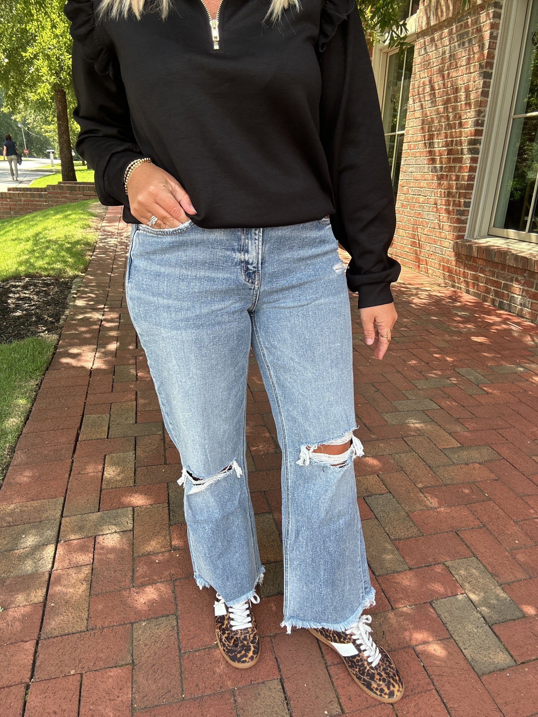 Punctual High Rise Crop Slim Wide Leg Jeans