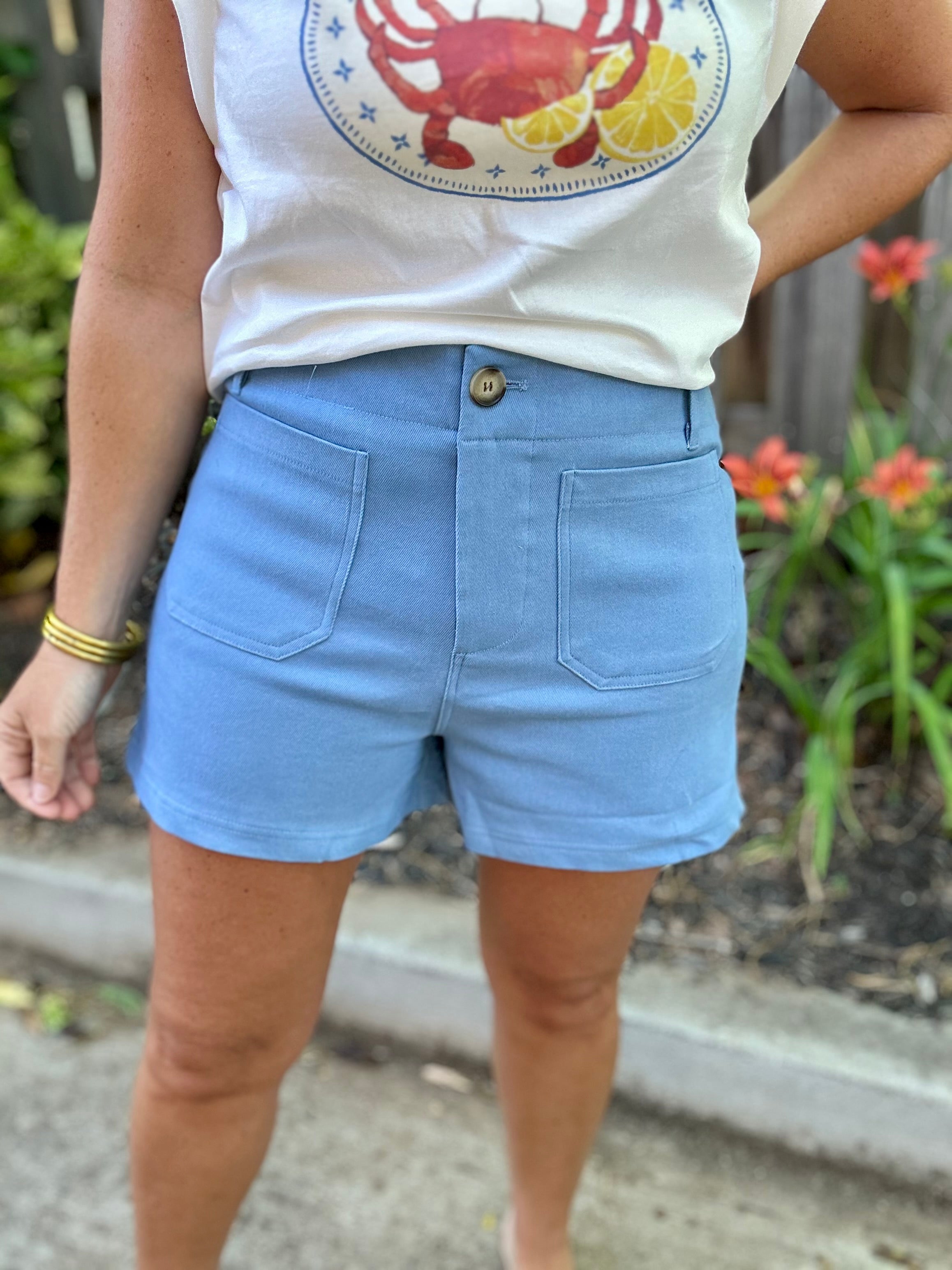 Going Back High Waist  Front Pocket Shorts