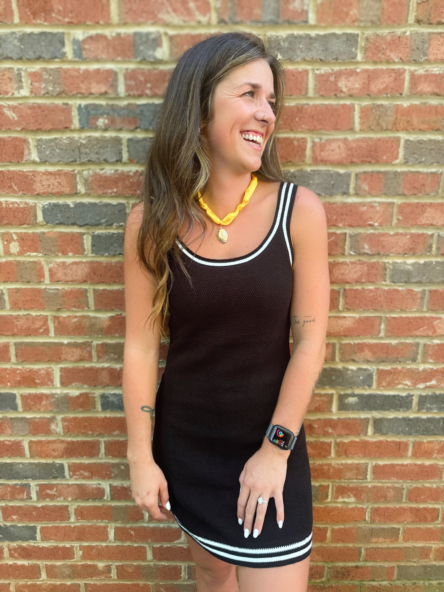 Take Me There Knit Sleeveless Mini Dress in Black/White