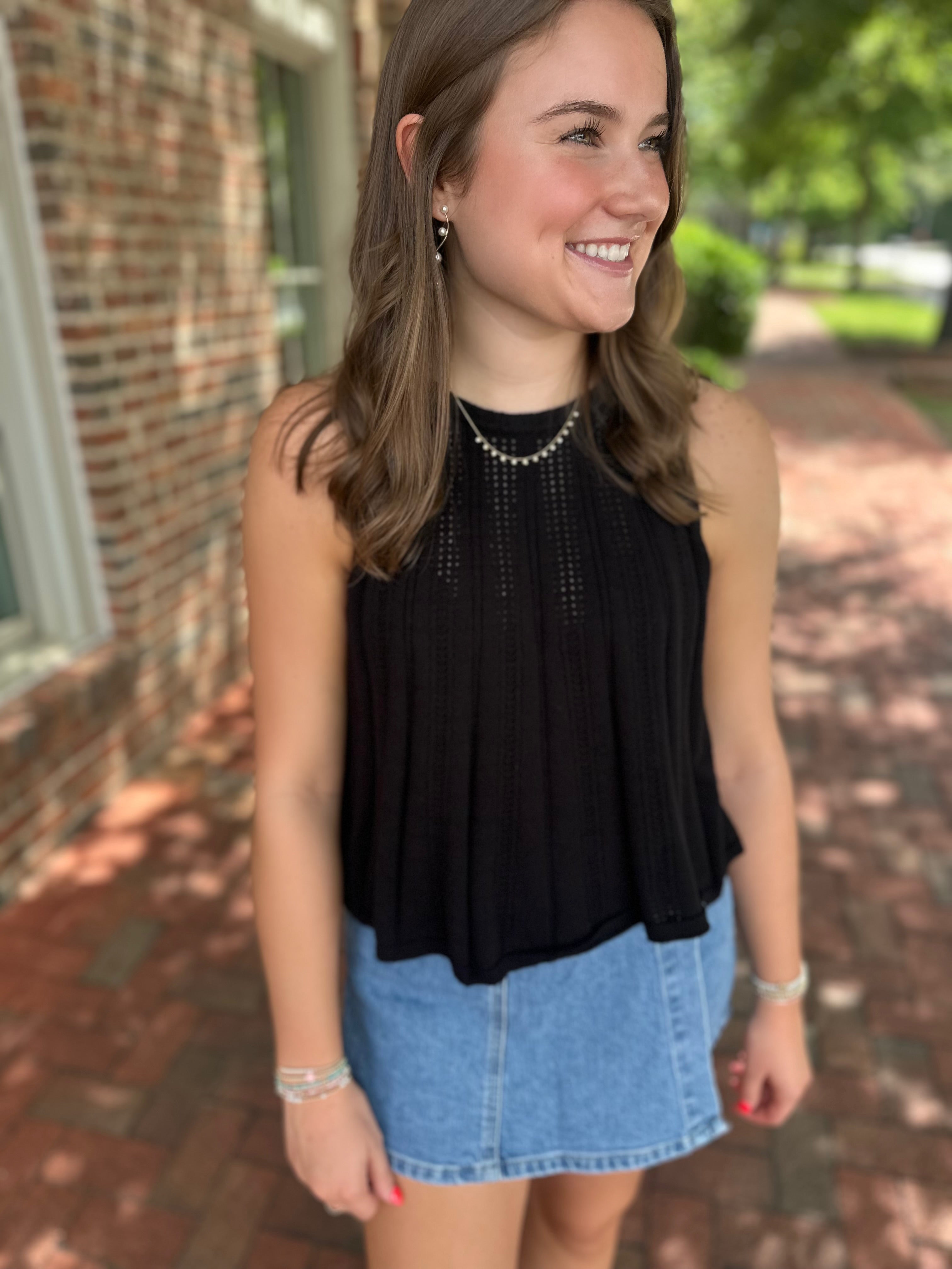 Victory Vibes Knit Tank in Black
