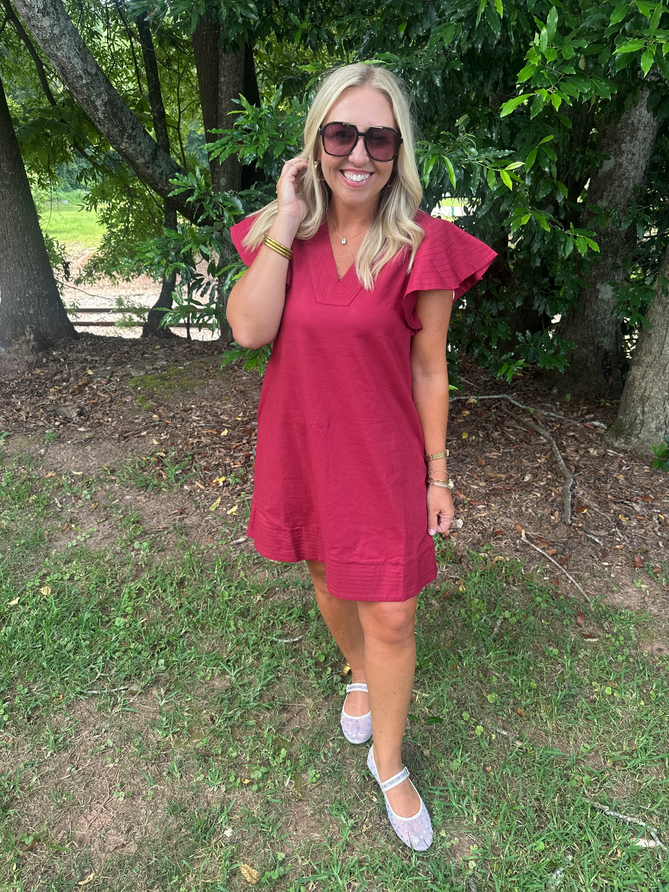 Wine About It Mini Dress with Flutter Sleeves