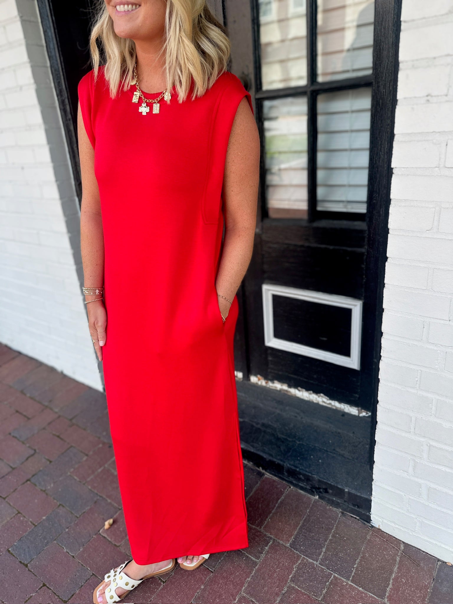 Over It Butter Soft Sleeveless Maxi Dress in Red
