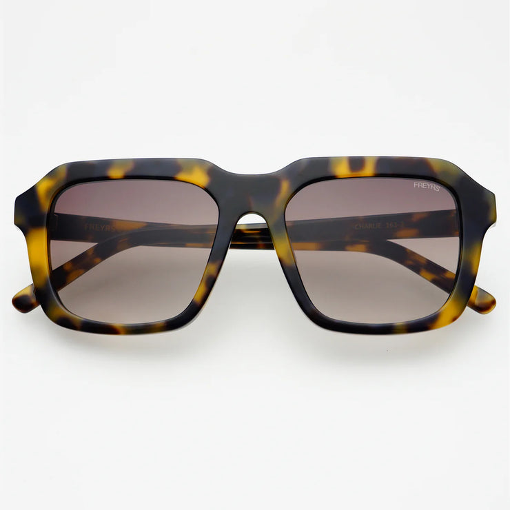 Charlie Acetate Unisex Rectangular Sunglasses- Tortoise