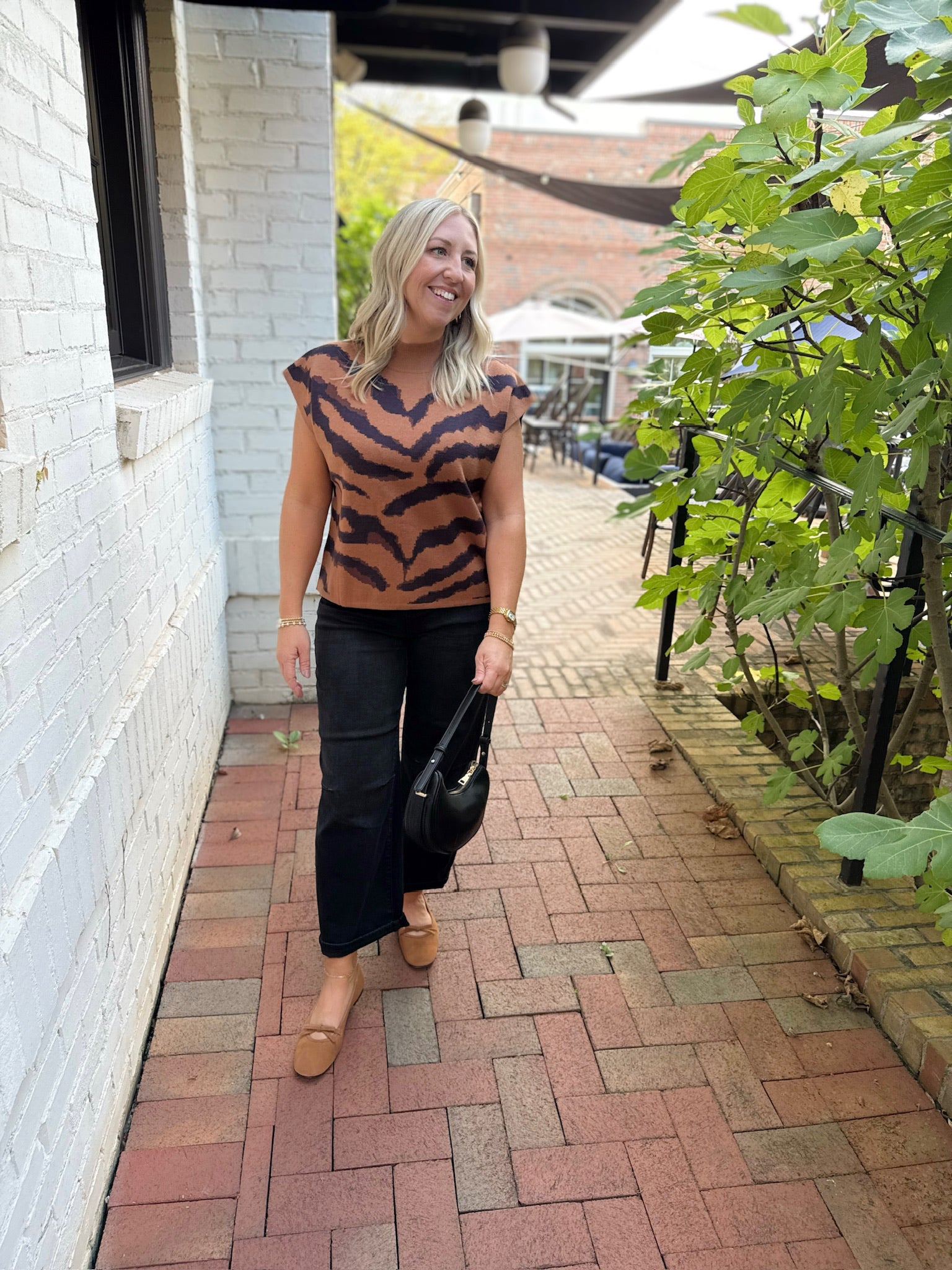 Can We Be Tiger Print Knit Sleeveless Top