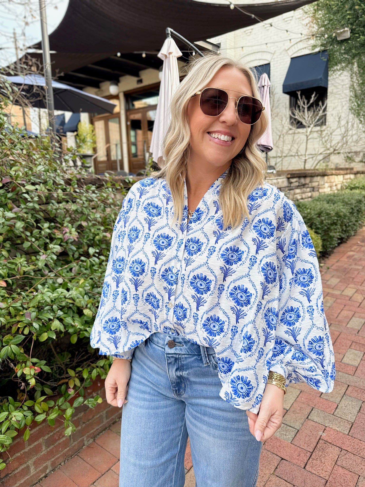 Dropping Hints Floral Blouse in Blue