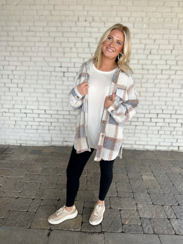 Staying In Plaid Teddy Jacket
