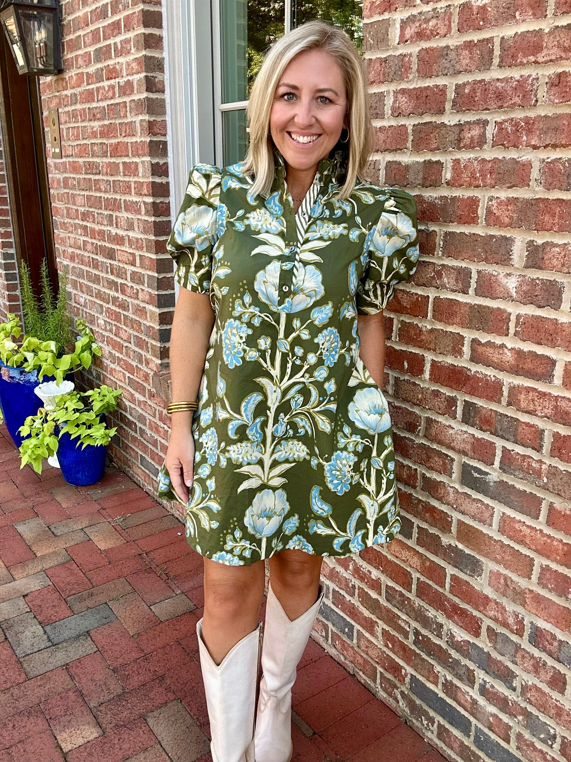 Sage In Bloom Floral Dress
