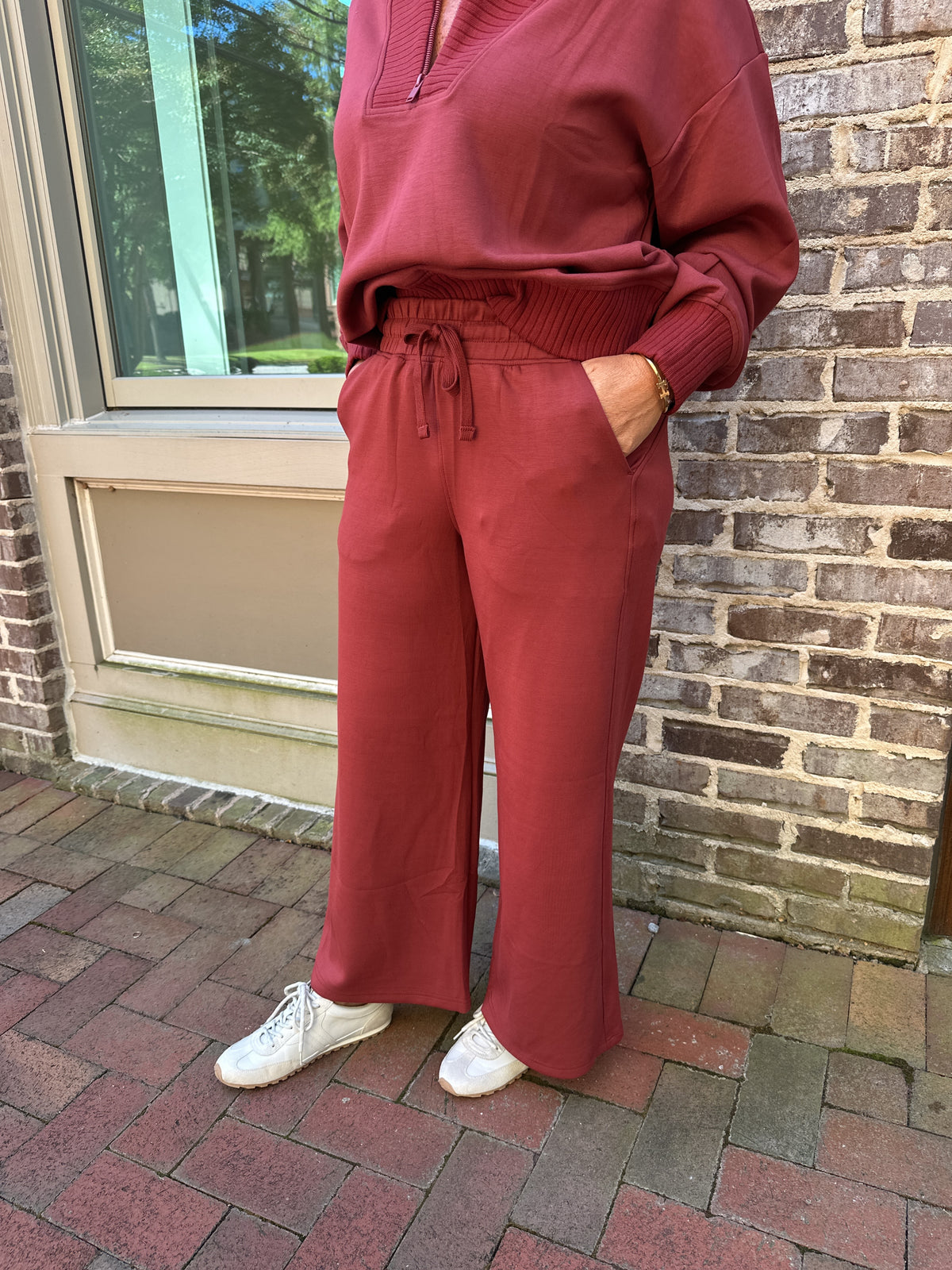 Cozy Merlot Cropped Wide Leg Pants