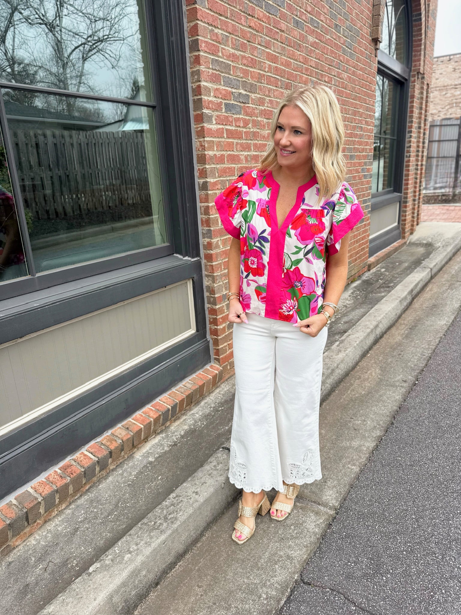Live My Days in Summer Floral Top with Flutter Sleeves