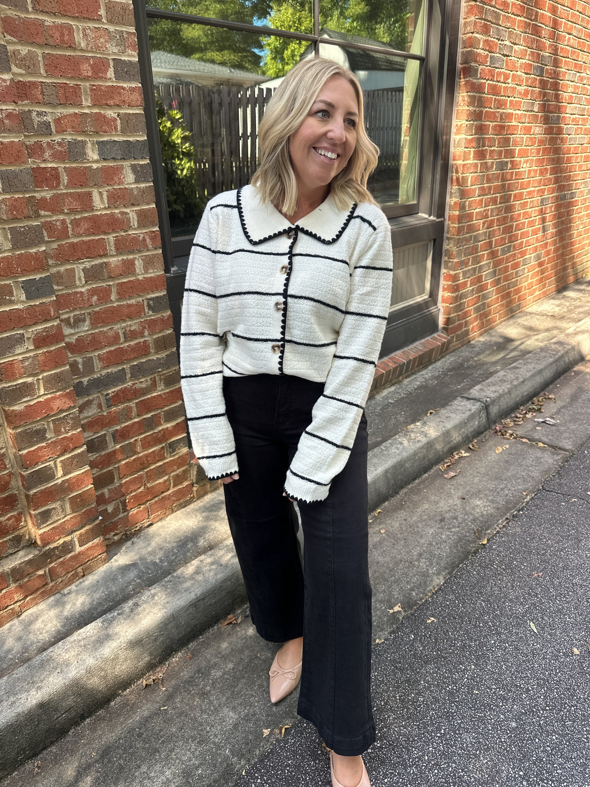 Preppy And Polished Striped Collar Sweater