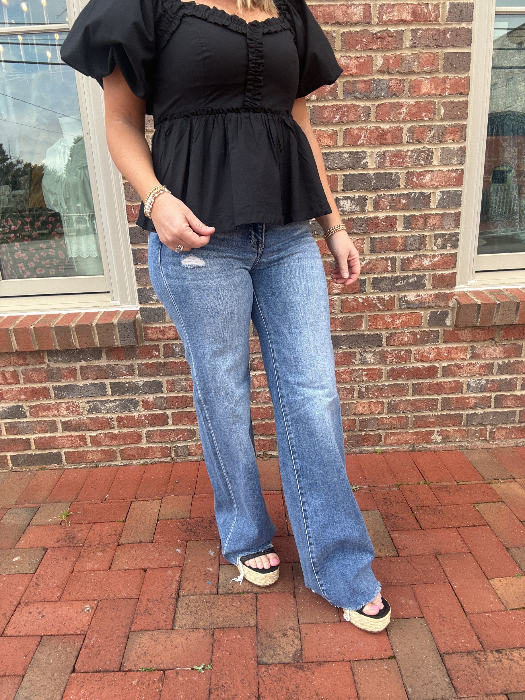 On My Own Mid Rise Wide Leg Medium Wash Jeans