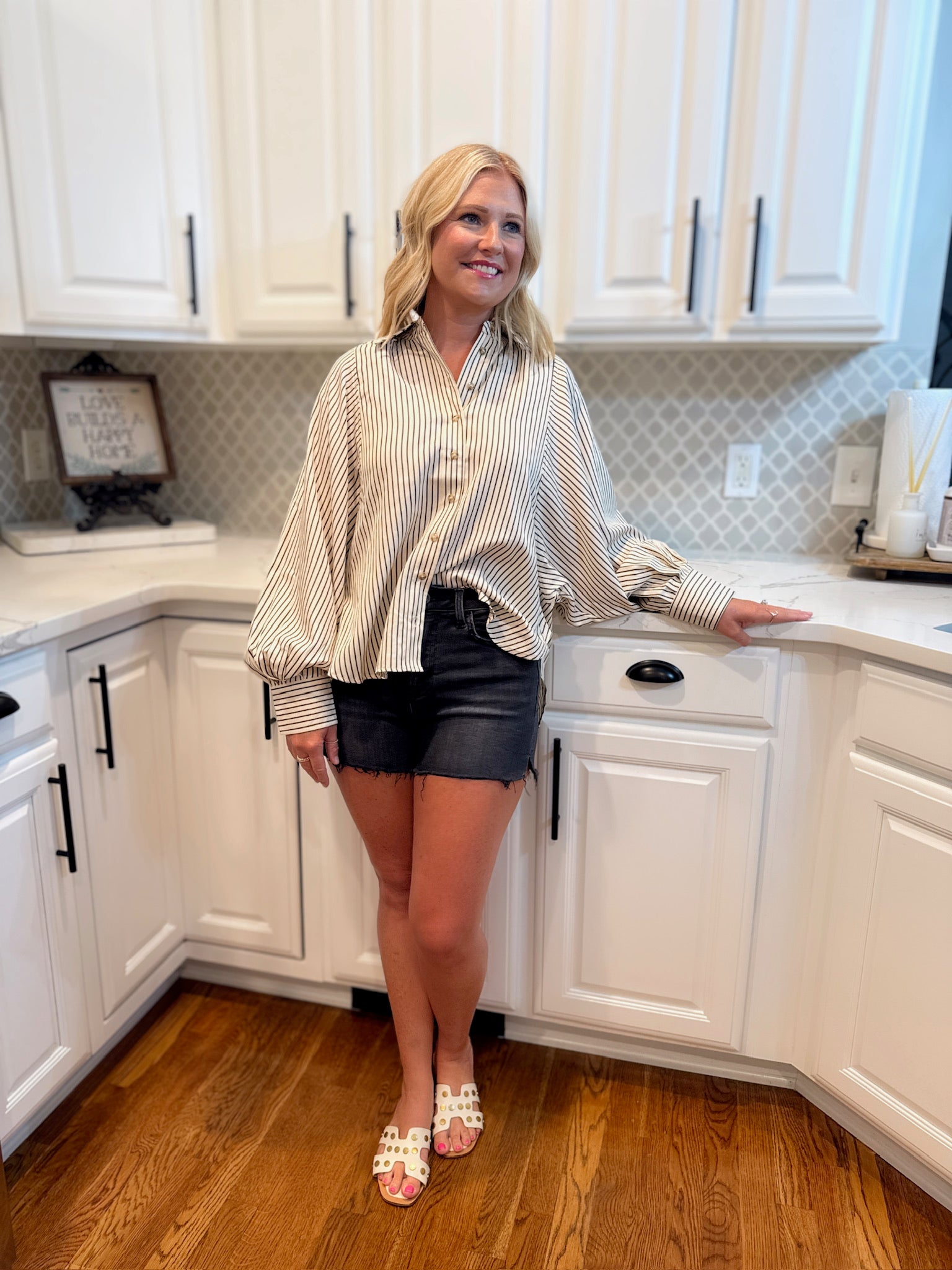 Want To Be A Memory Striped Long Sleeve Button Down Top