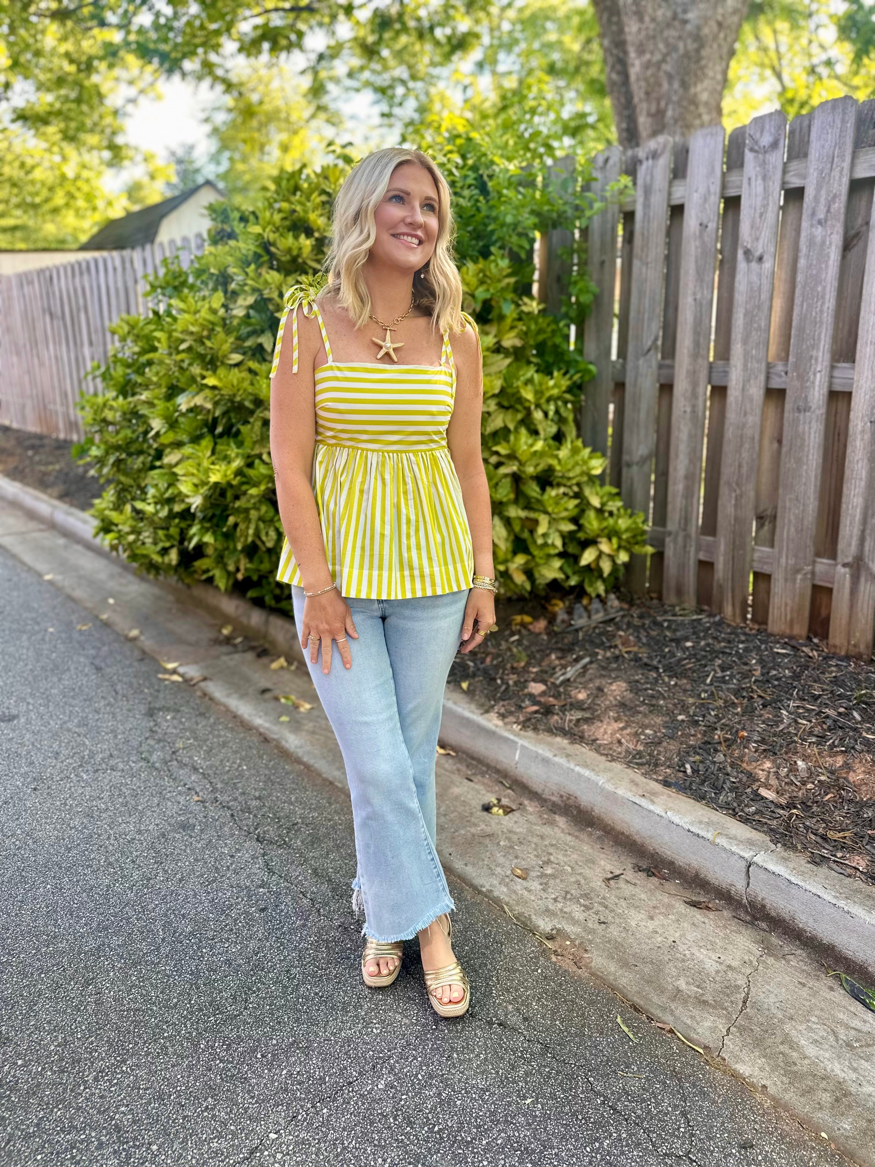 Key West Baby Doll Spaghetti Strap Top in Lime