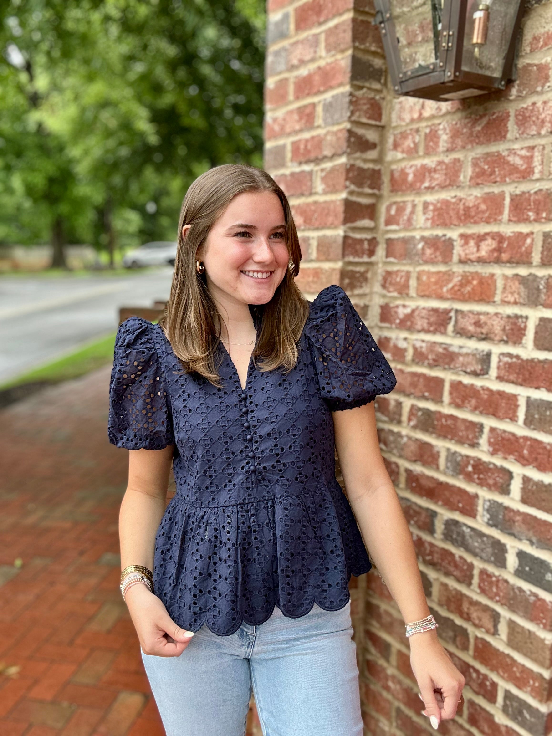Chasing Dream Eyelet Top