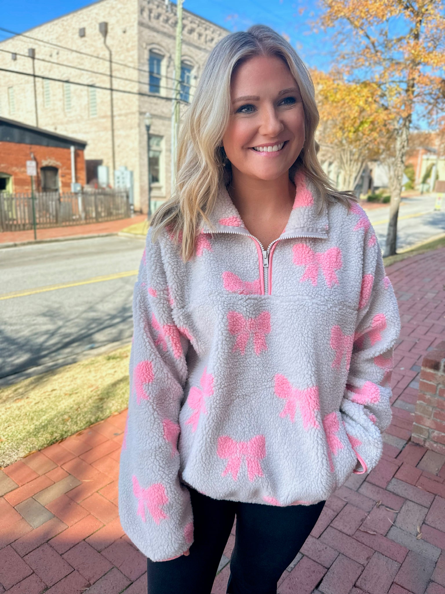 Bows Sherpa Pullover Sweatshirt