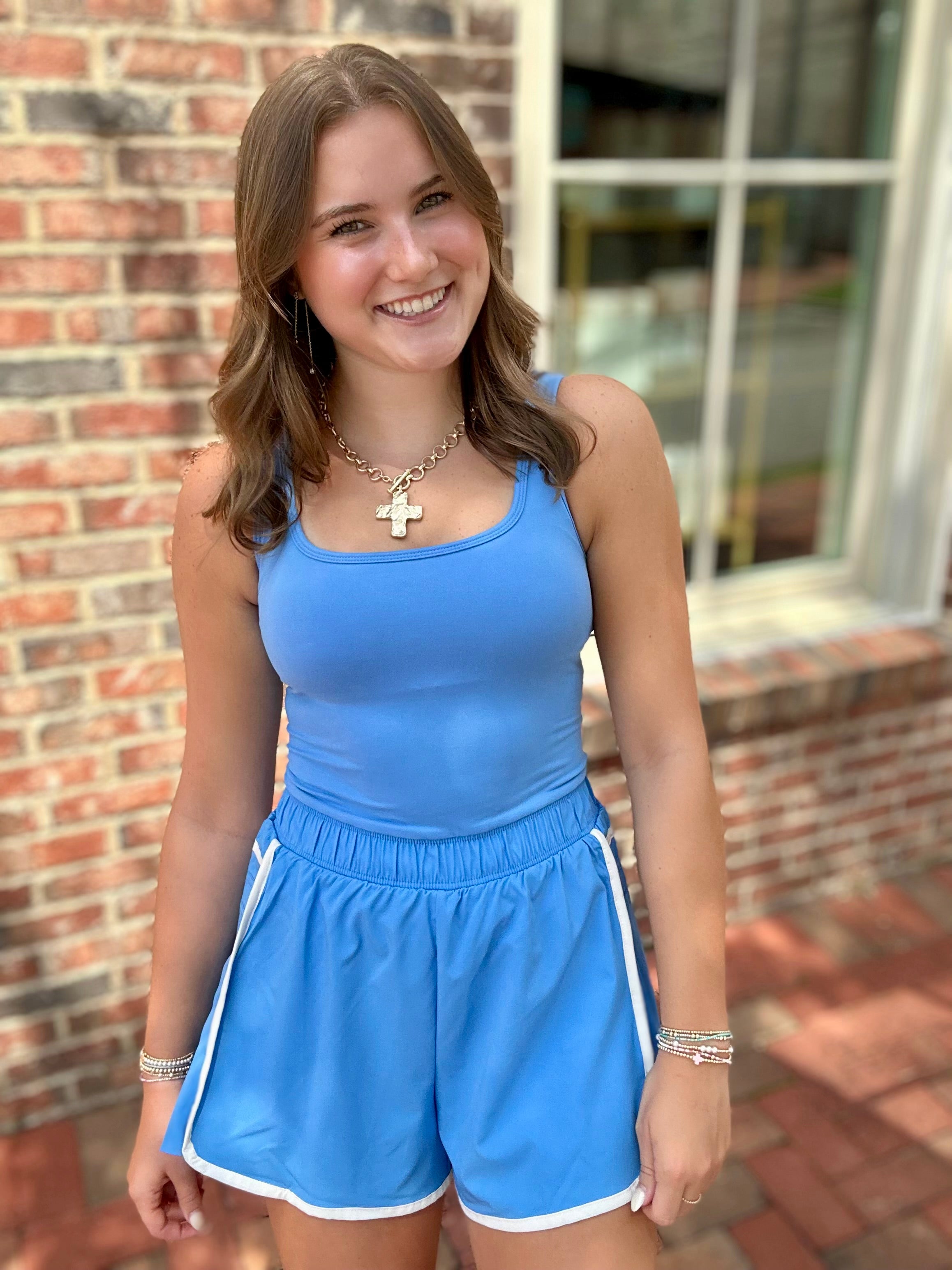 Just Go With It Active Romper in Aqua
