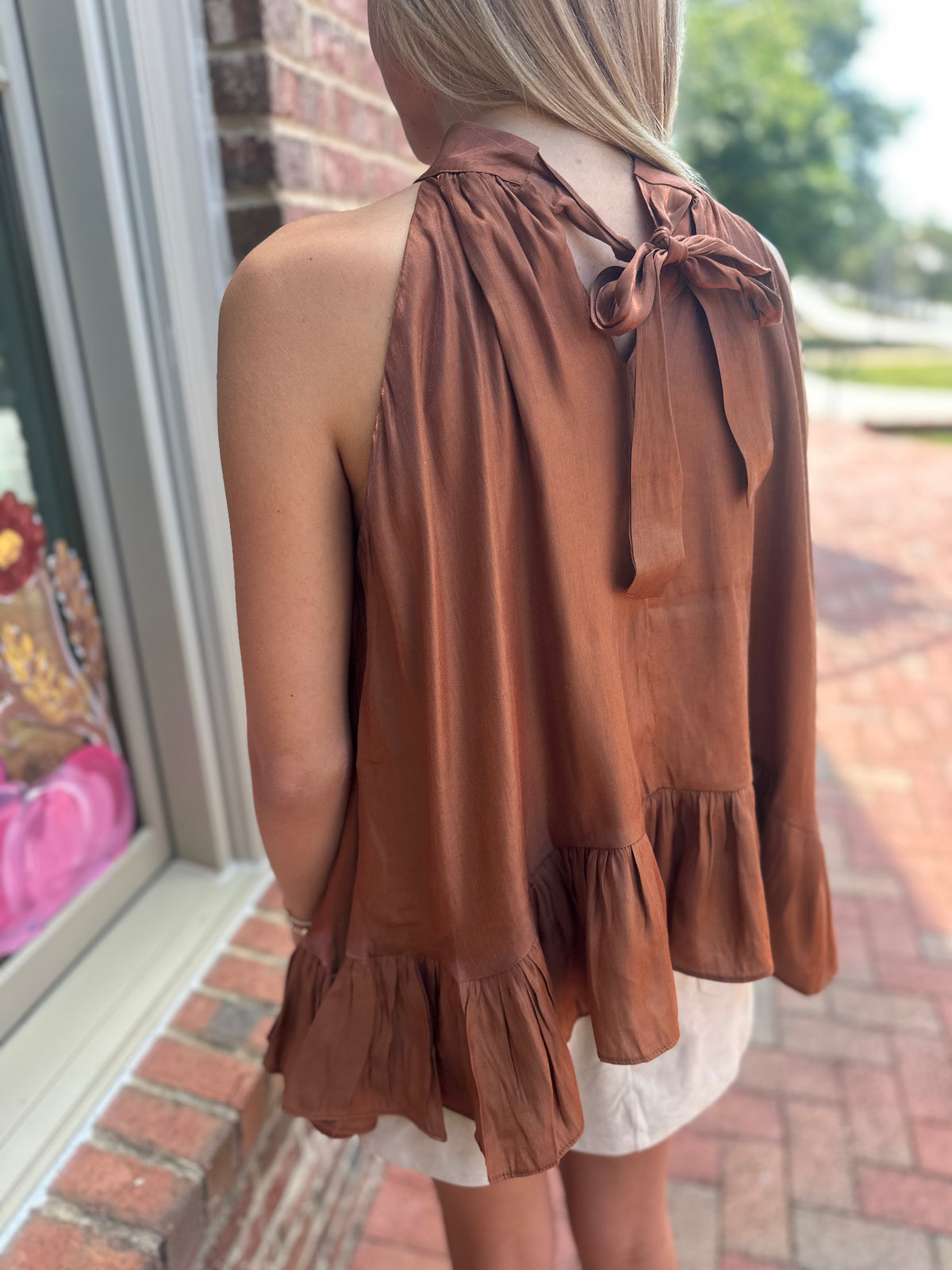 Mocha Muse Satin Halter Tank Top