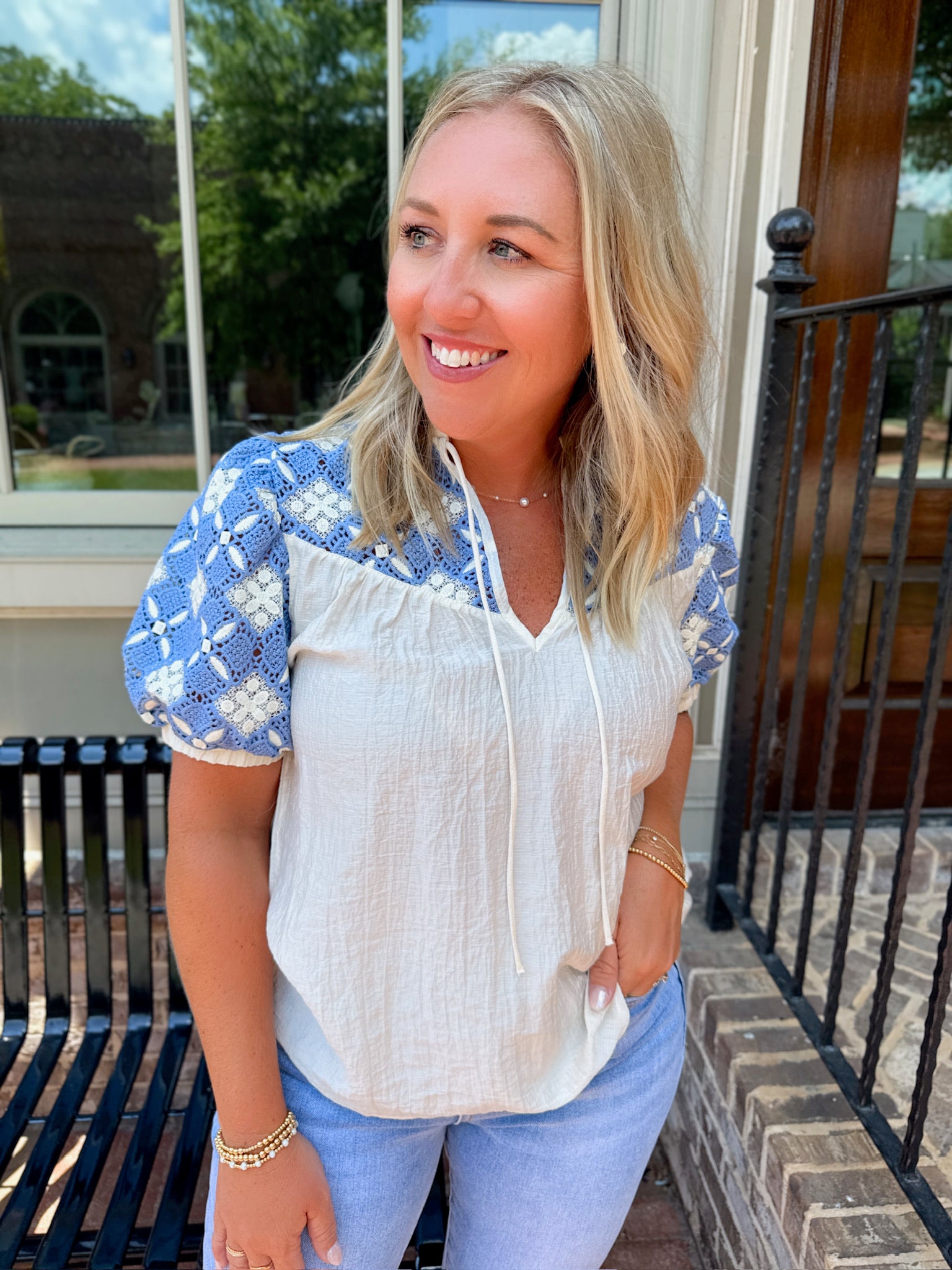 Hard to Not Love Embroidered Puff Sleeve Top
