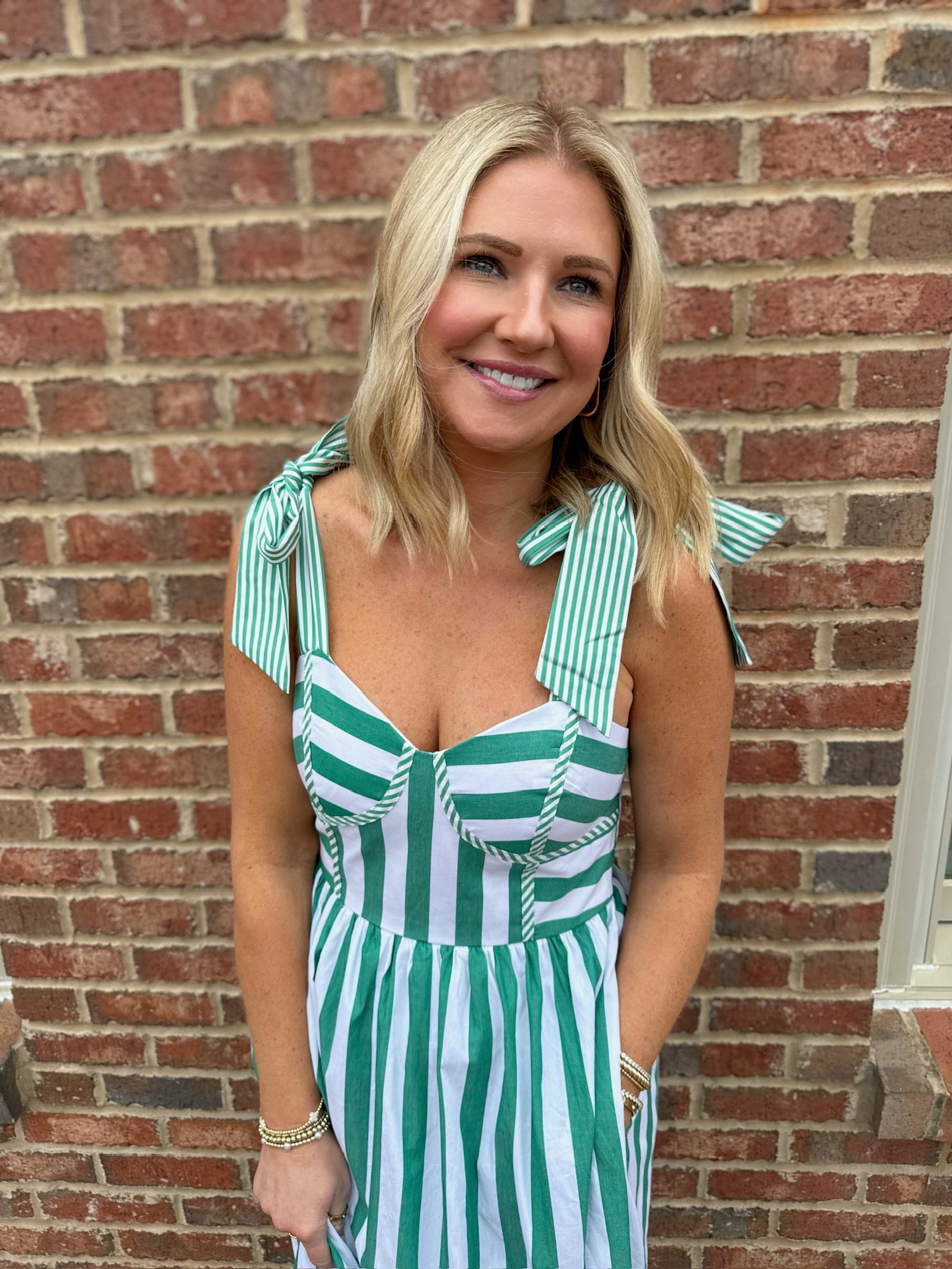 Wish I Didn’t Striped Tie Straps Midi Dress