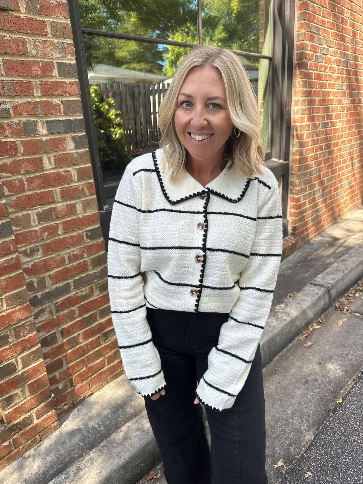Preppy And Polished Striped Collar Sweater