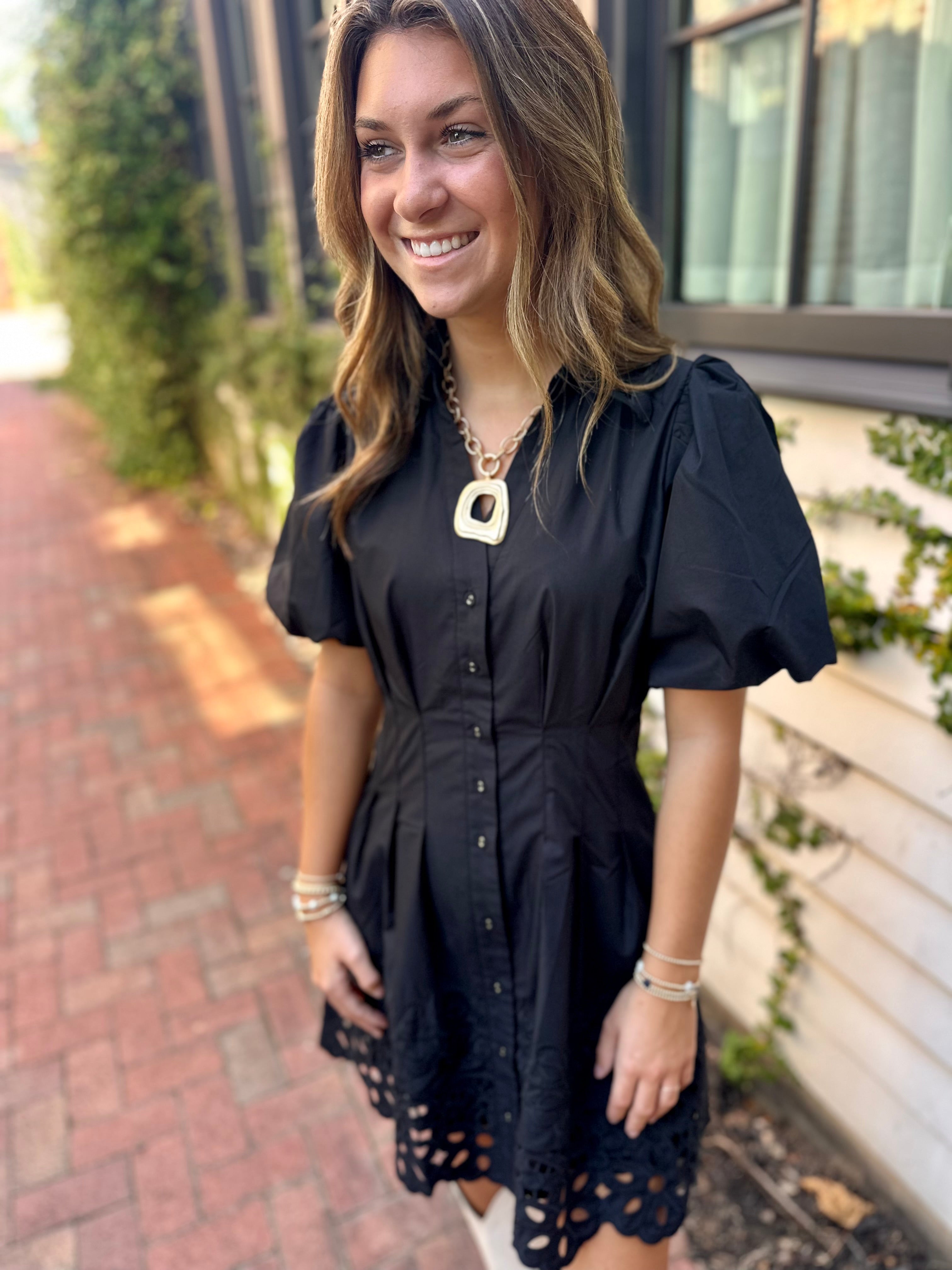 Night Out Black Eyelet Dress