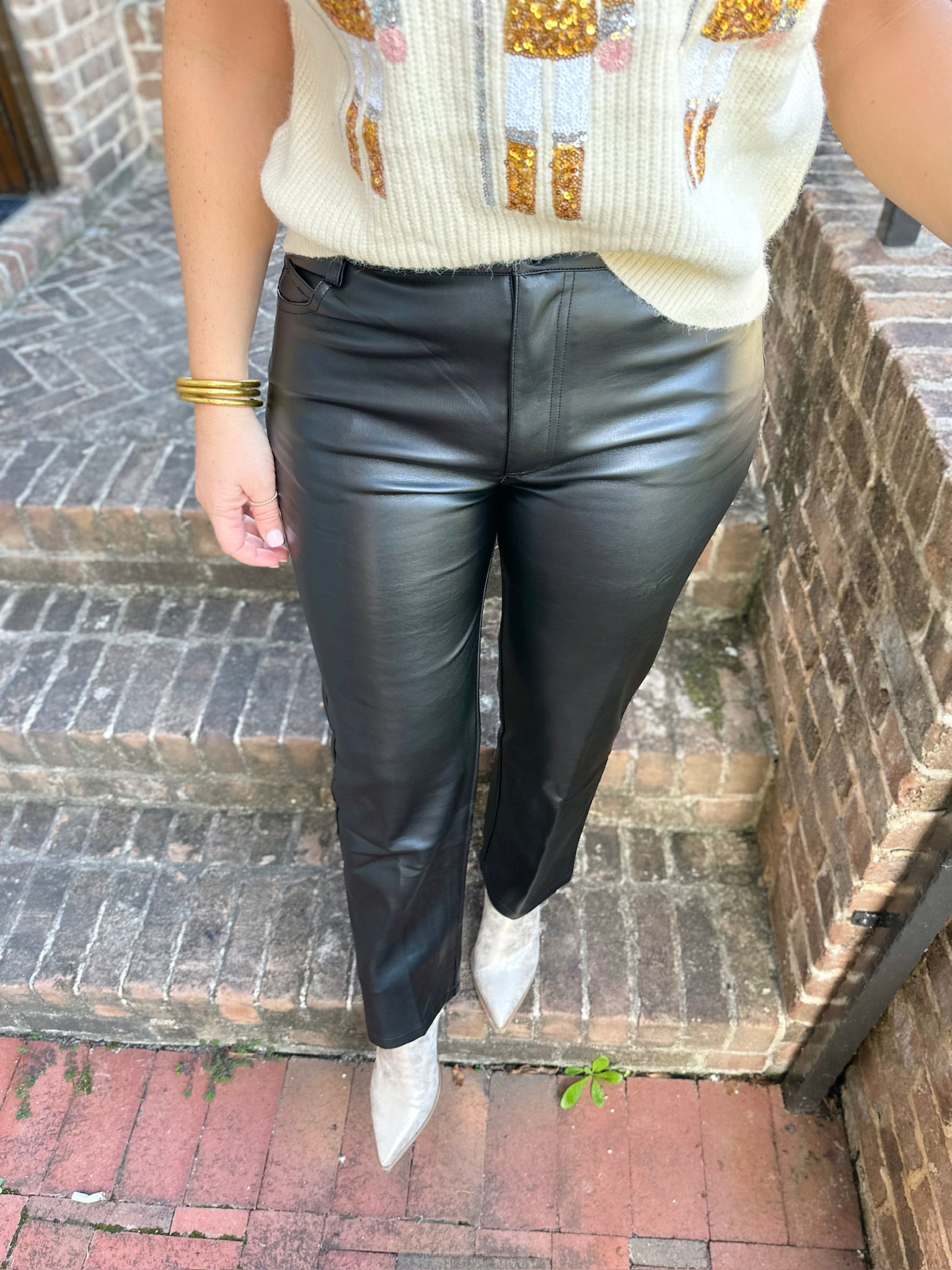 You Belong With Me Faux Leather Trouser Black Pants