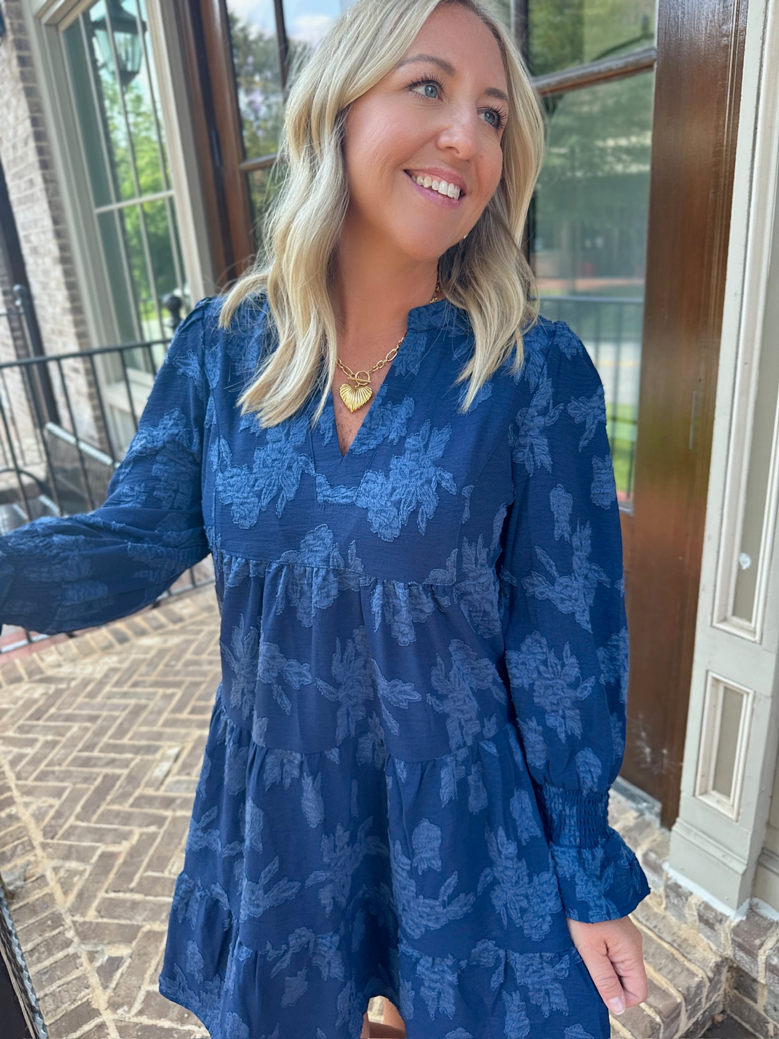Remi V Neck Tiered Long Sleeve Mini Dress