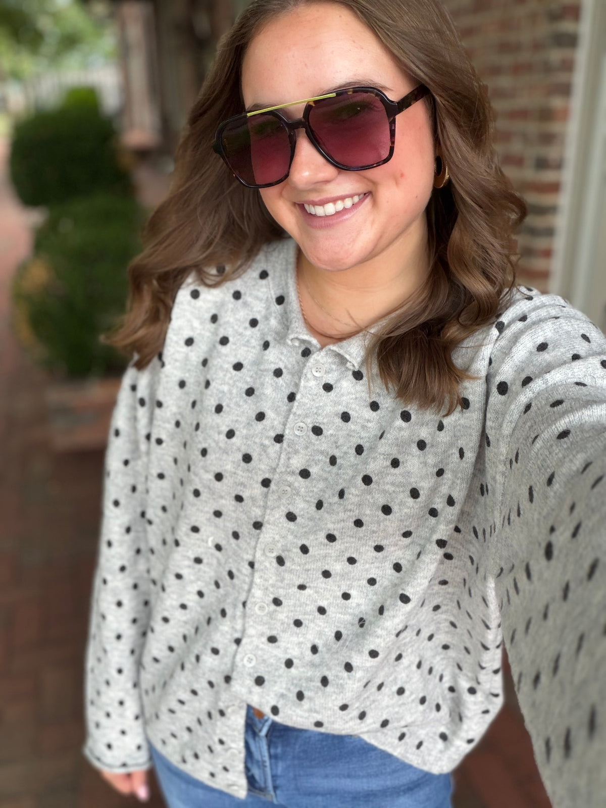 Dot About You Button Down Knit Cardigan