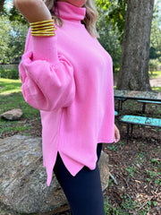 The Right Facts Mock Neck Oversized Sweater