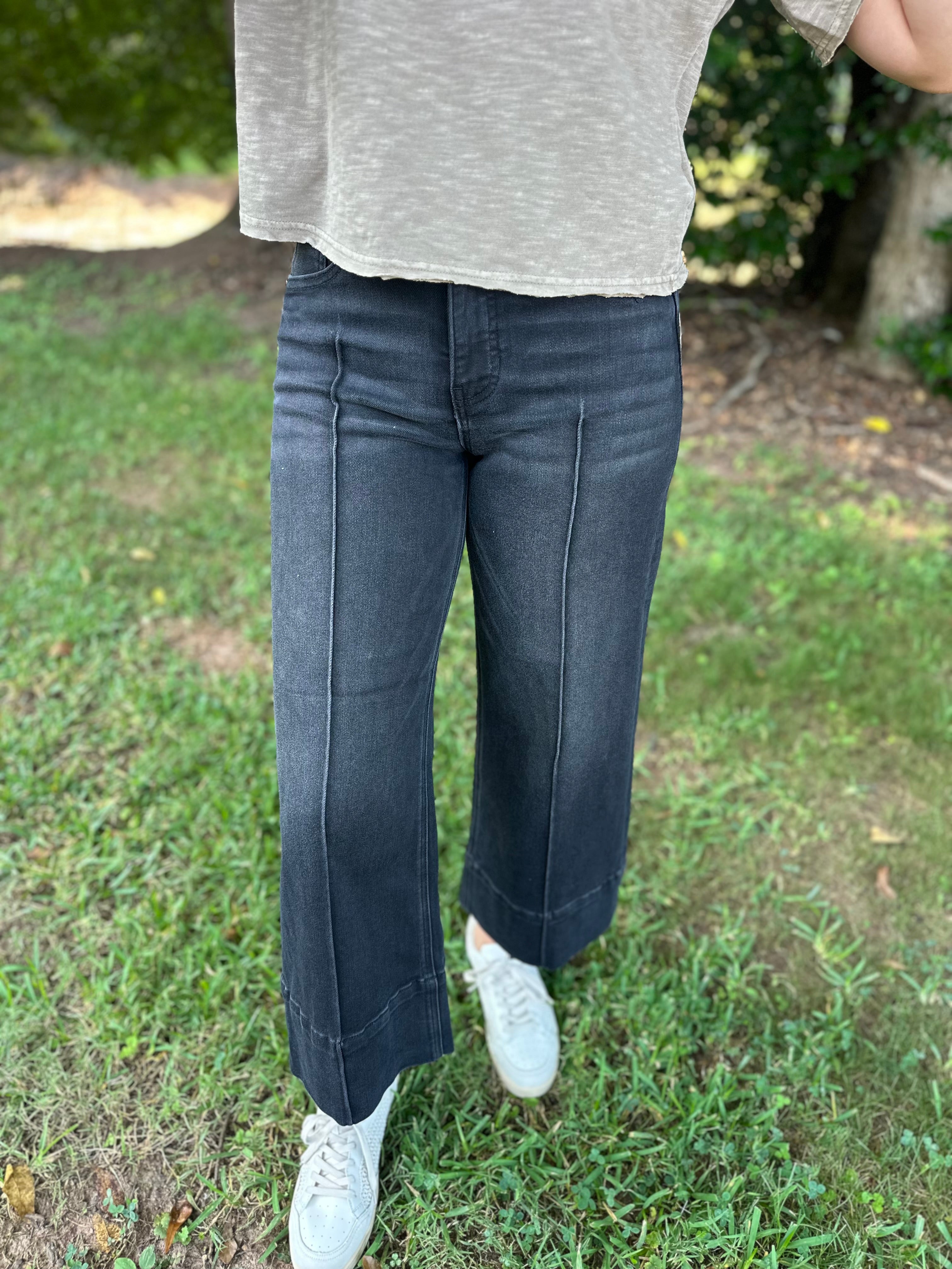 The Blakely Mid Rise Crop Wide Leg Jeans