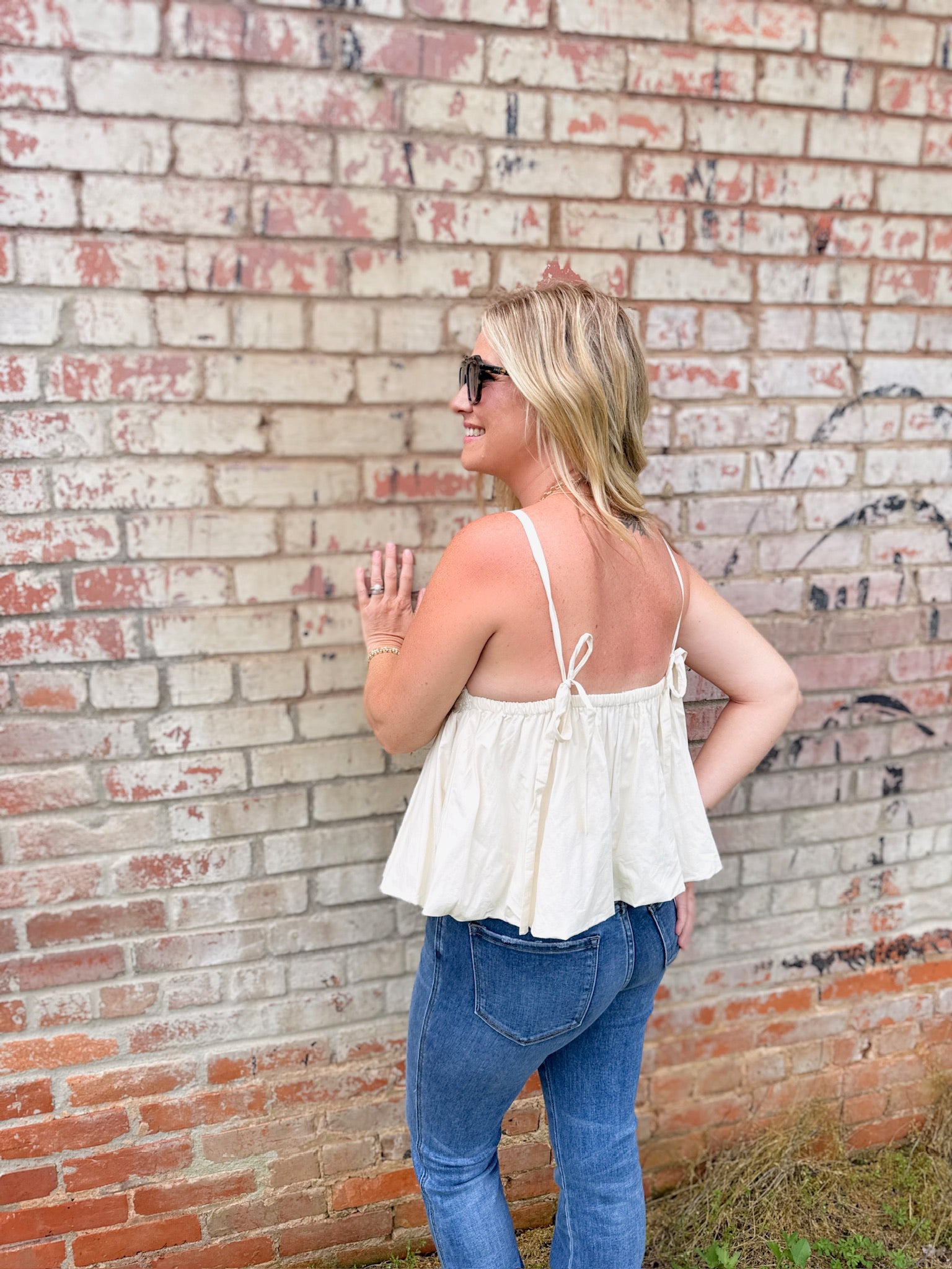 Seven Summers Ago Bubble Crochet Spaghetti Strap Top