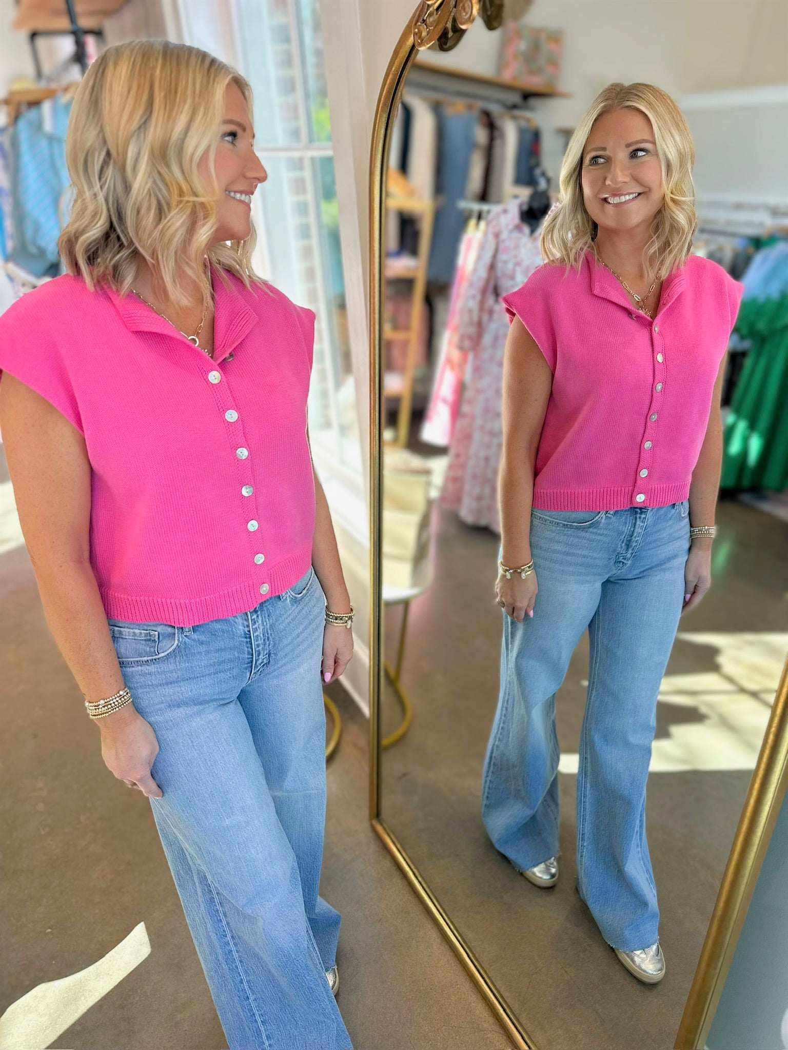 I Wish I Didn’t Short Sleeve Knit Cardigan in Pink