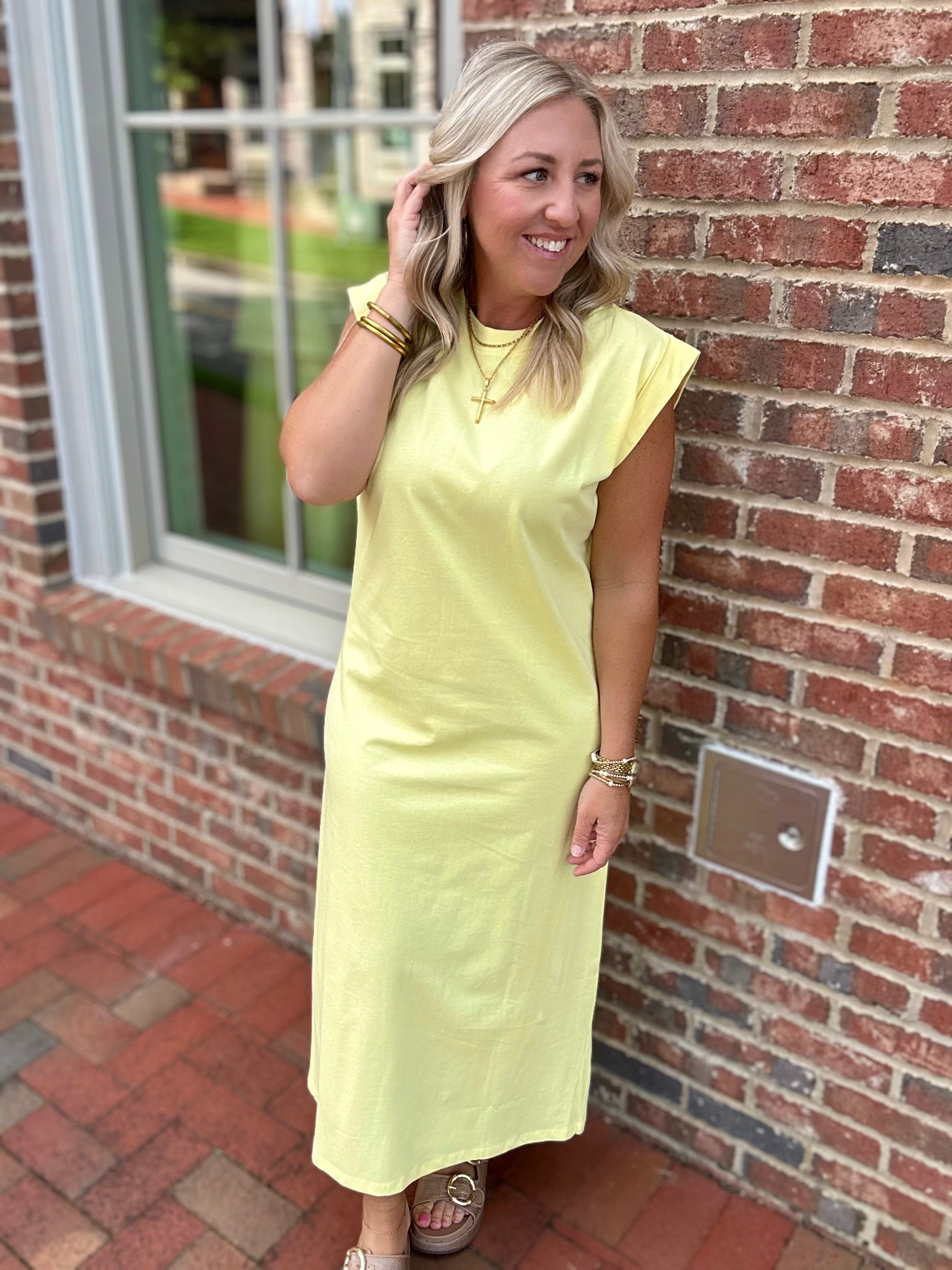Make It True Cap Sleeve T-Shirt Dress in Daisy