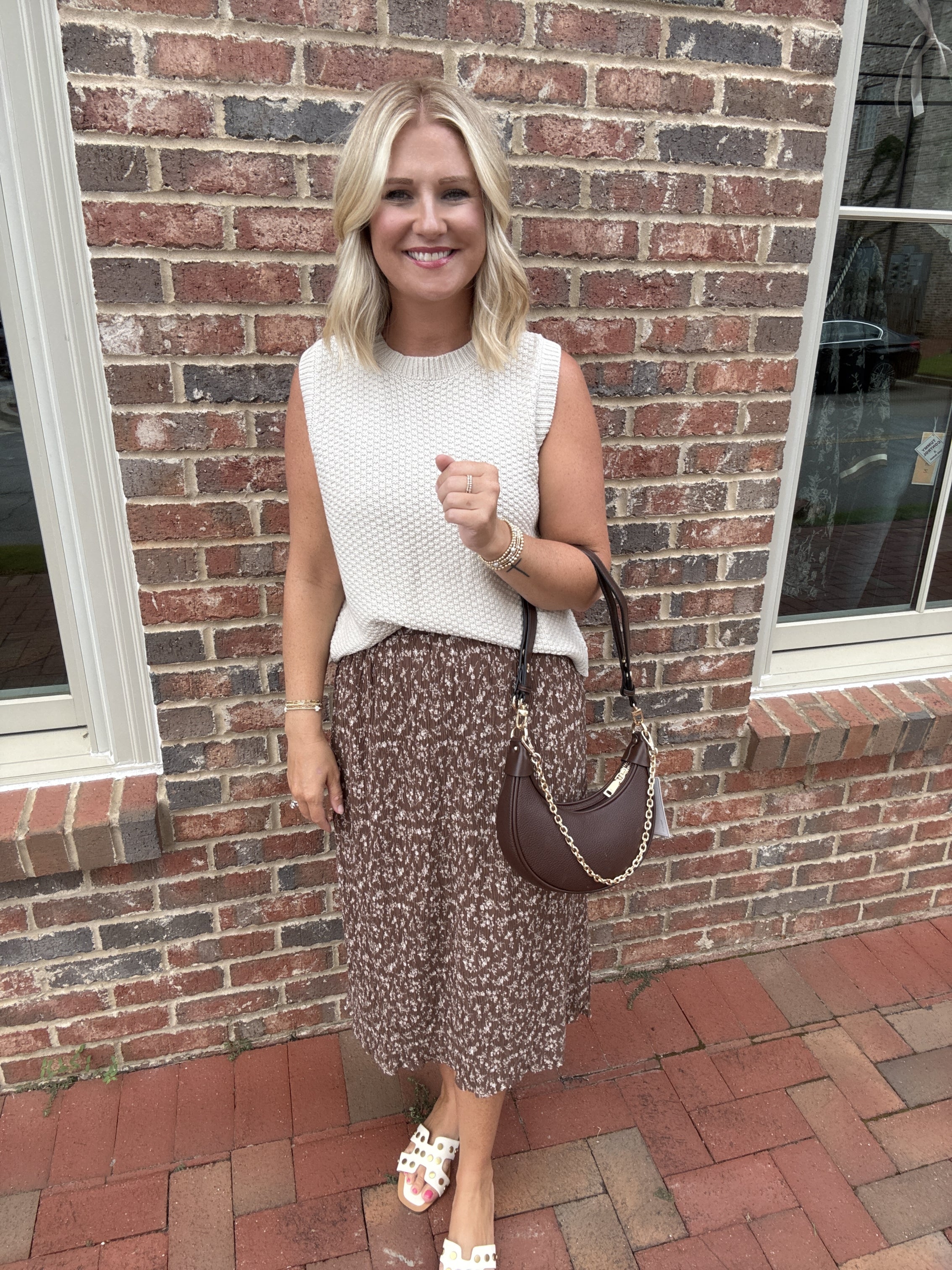 Looking At You Floral Crinkle Midi Skirt