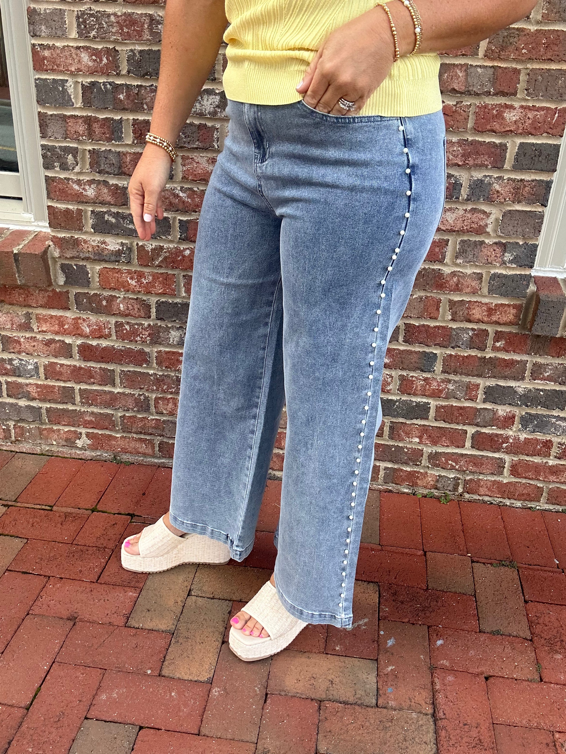 It's All In The Details Pearl Accent Denim Jeans