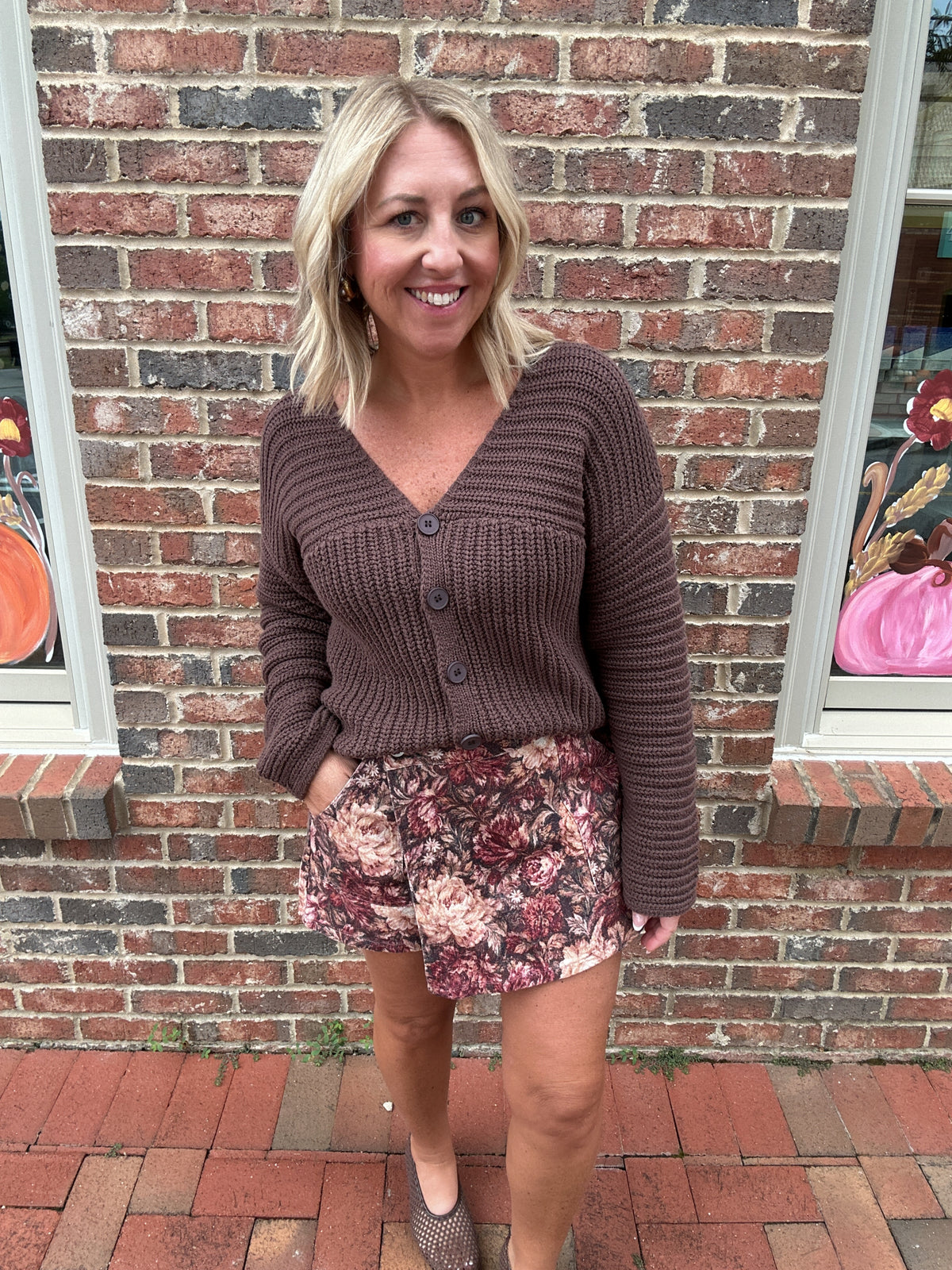 Floral Print Front Wrap Skort