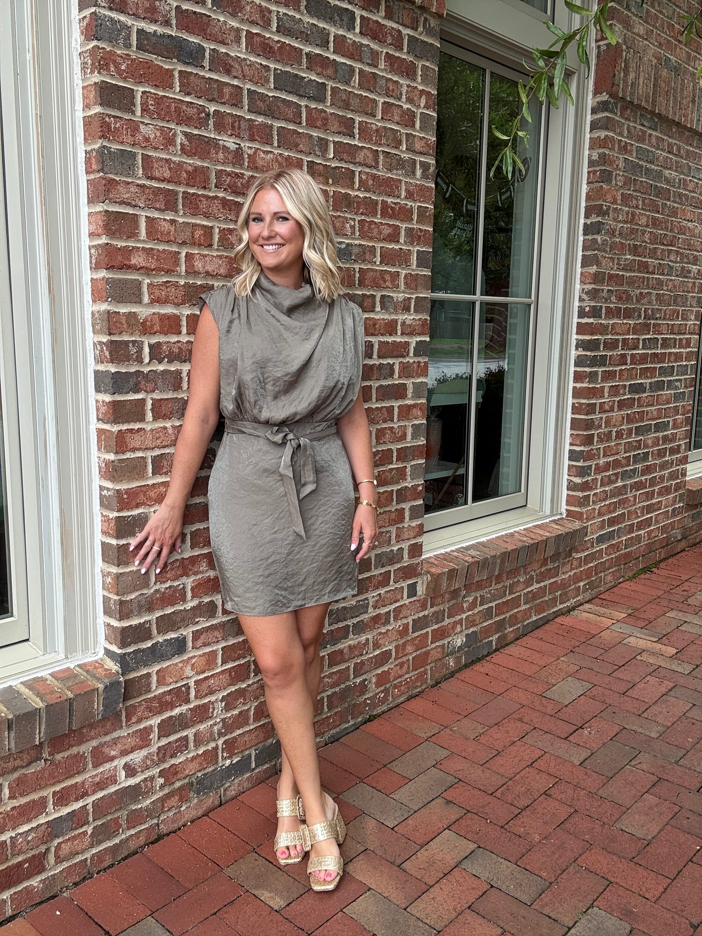 The Emilia Mock Neck Sleeveless Mini Dress